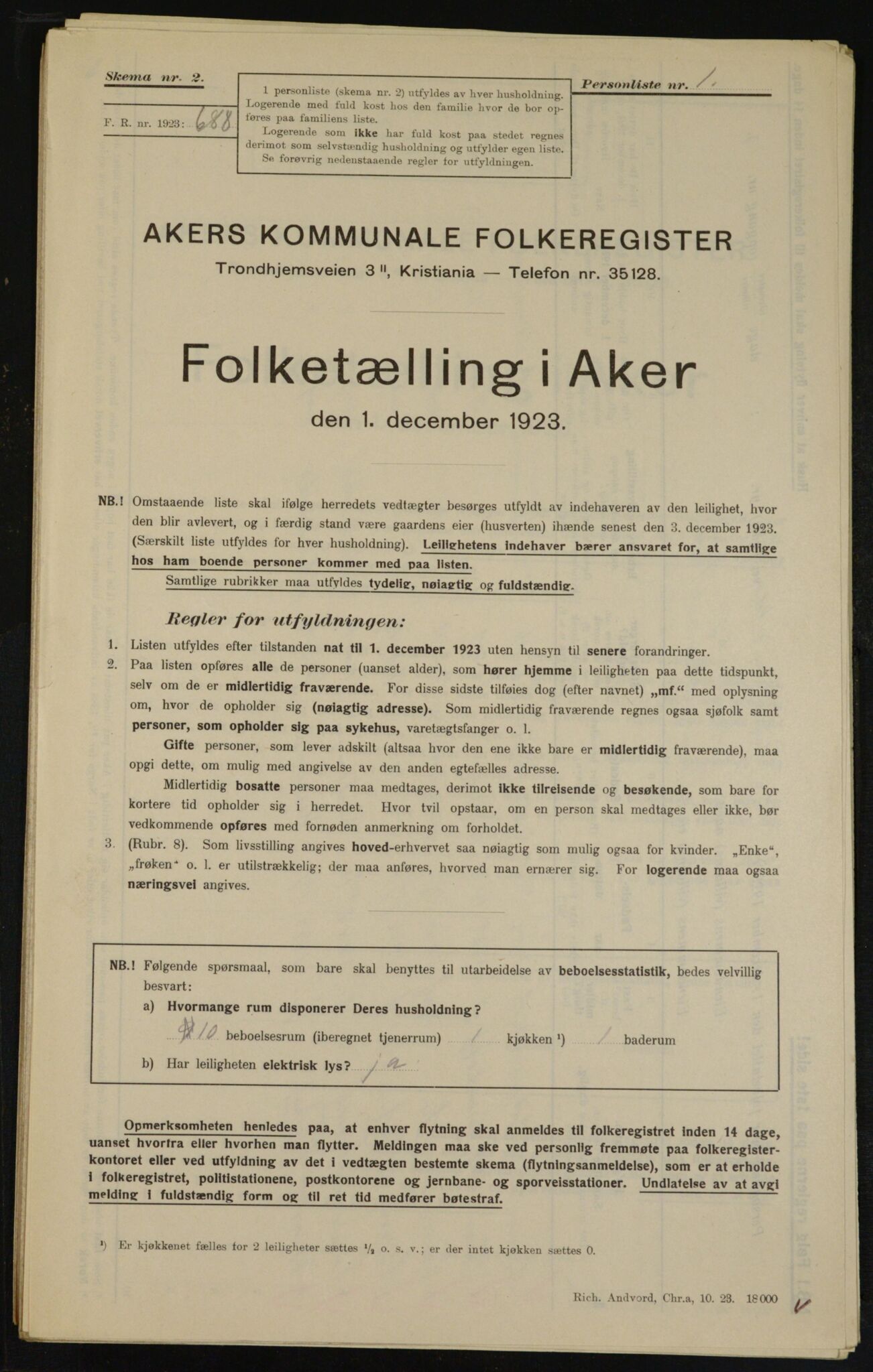 , Municipal Census 1923 for Aker, 1923, p. 11641