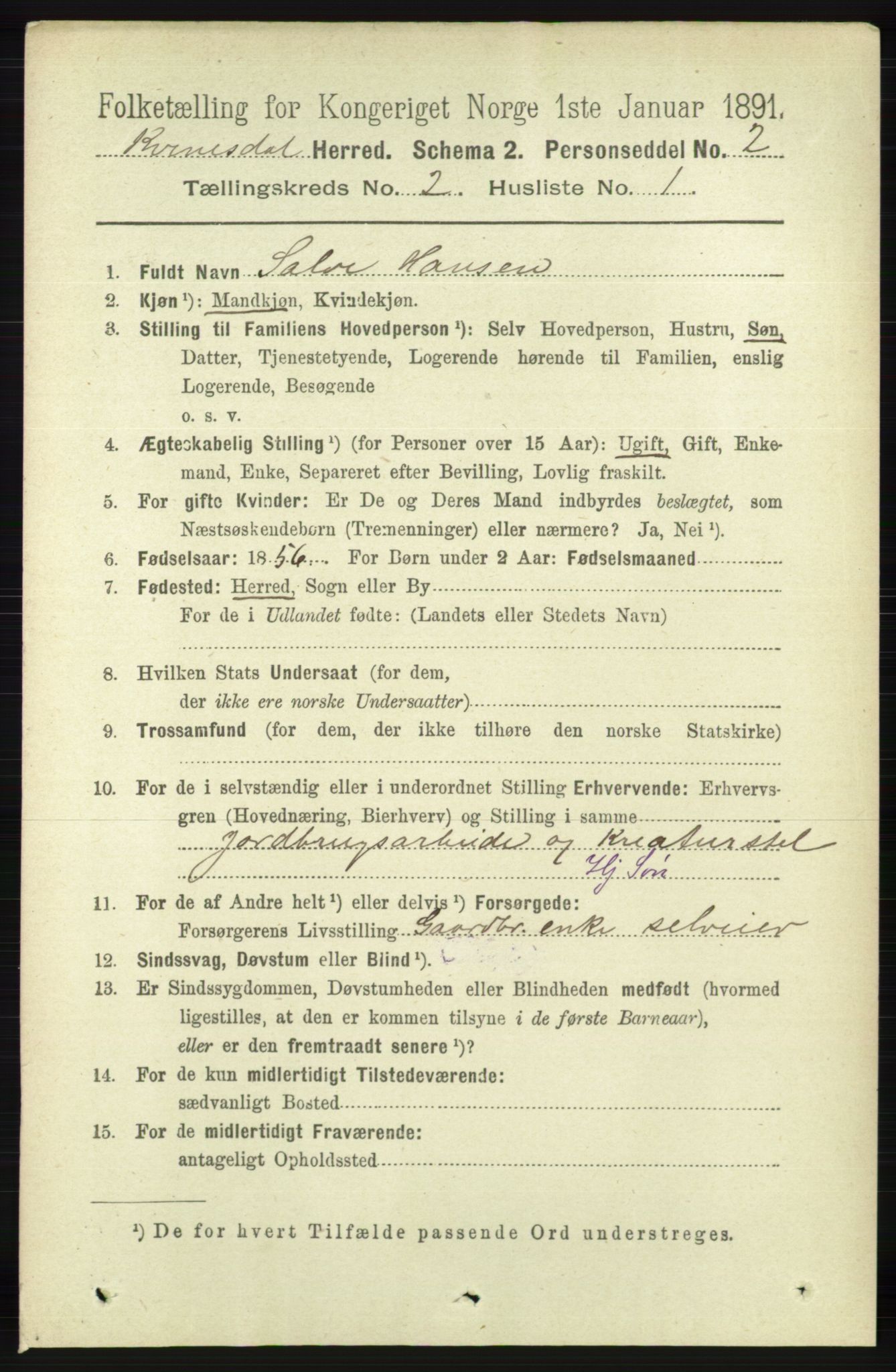 RA, 1891 census for 1037 Kvinesdal, 1891, p. 372