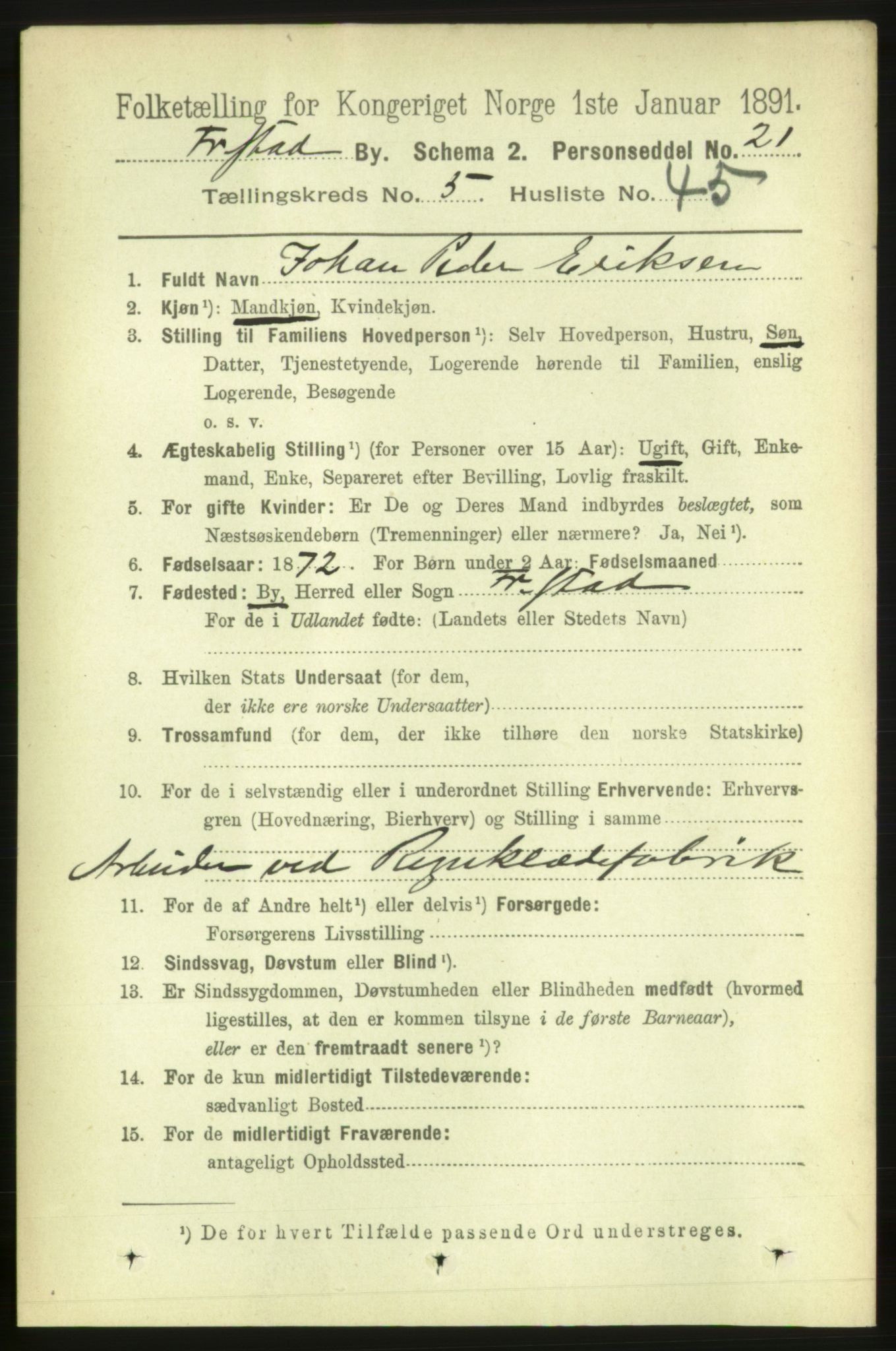 RA, 1891 census for 0103 Fredrikstad, 1891, p. 7231