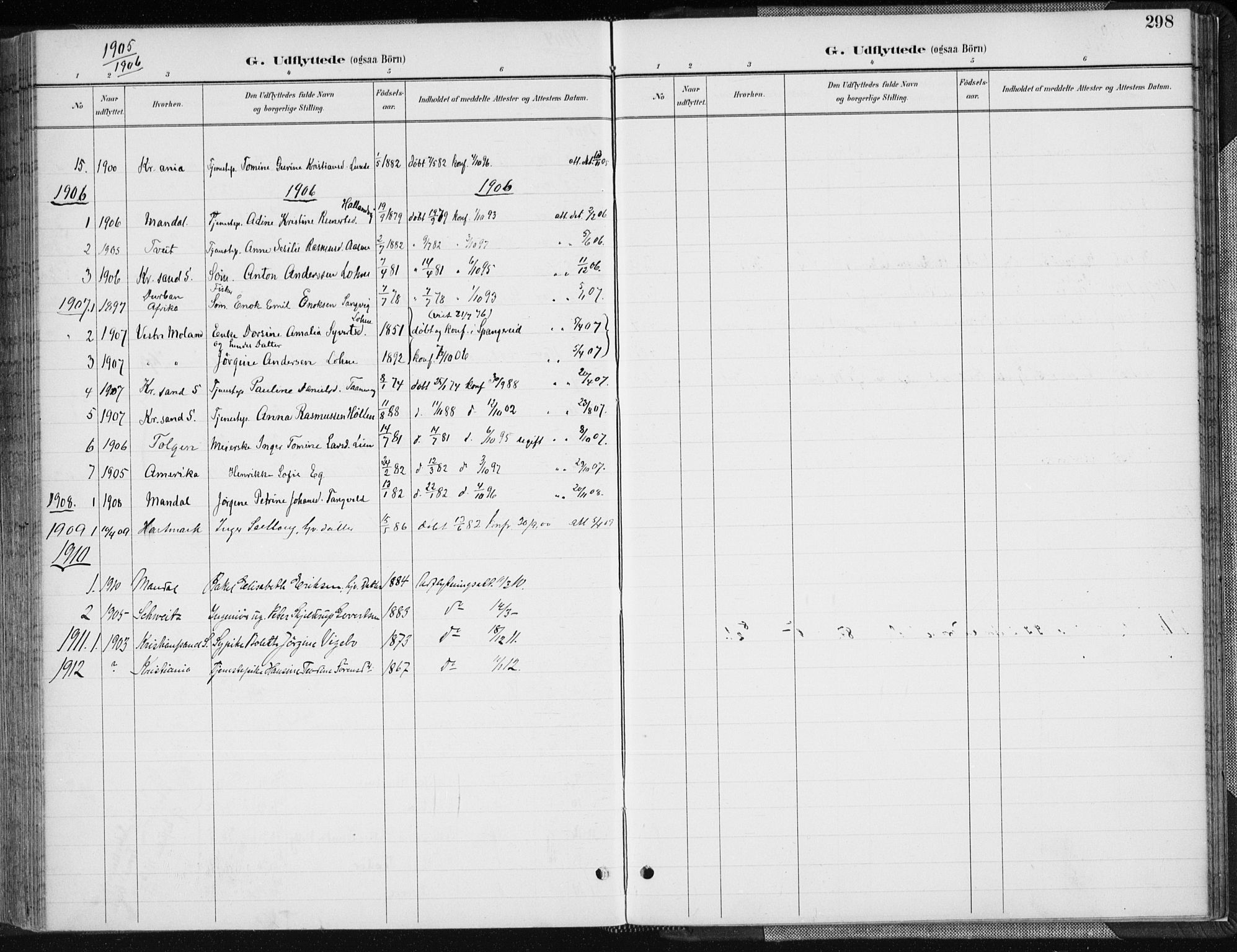 Søgne sokneprestkontor, SAK/1111-0037/F/Fa/Fab/L0013: Parish register (official) no. A 13, 1892-1911, p. 298
