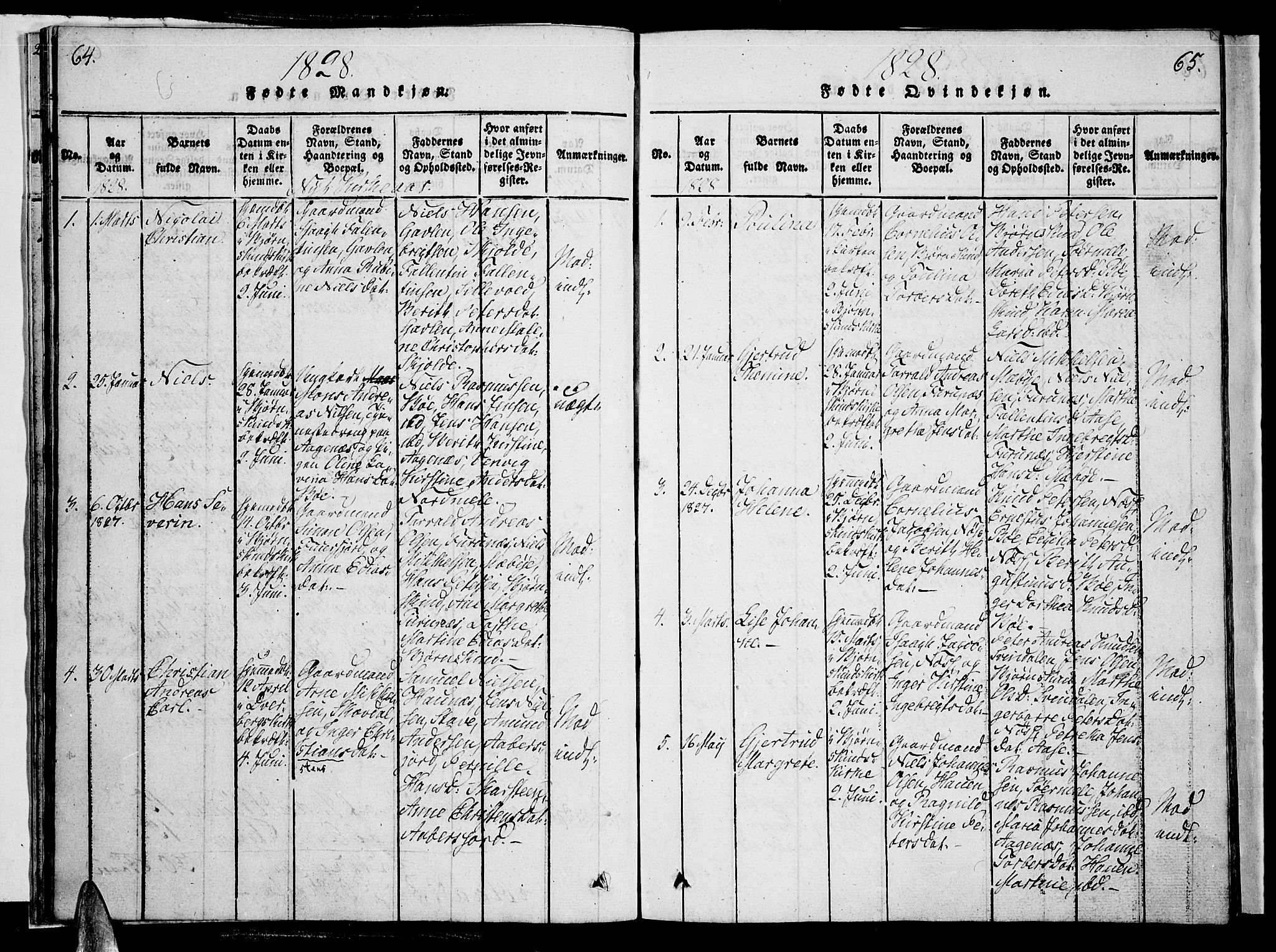 Ministerialprotokoller, klokkerbøker og fødselsregistre - Nordland, SAT/A-1459/897/L1395: Parish register (official) no. 897A03, 1820-1841, p. 64-65