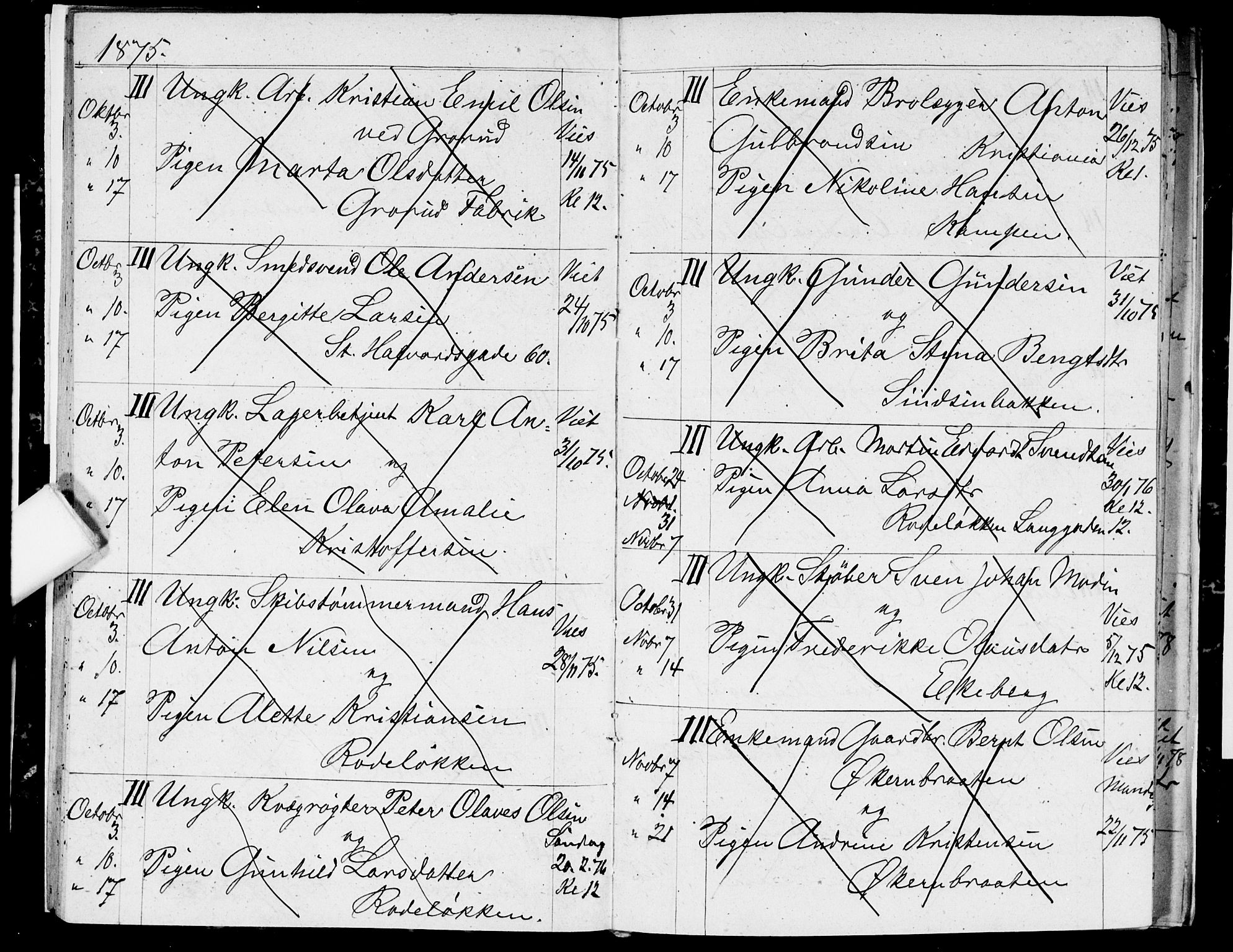 Østre Aker prestekontor Kirkebøker, AV/SAO-A-10840/H/Ha/L0003: Banns register no. I 3, 1873-1878