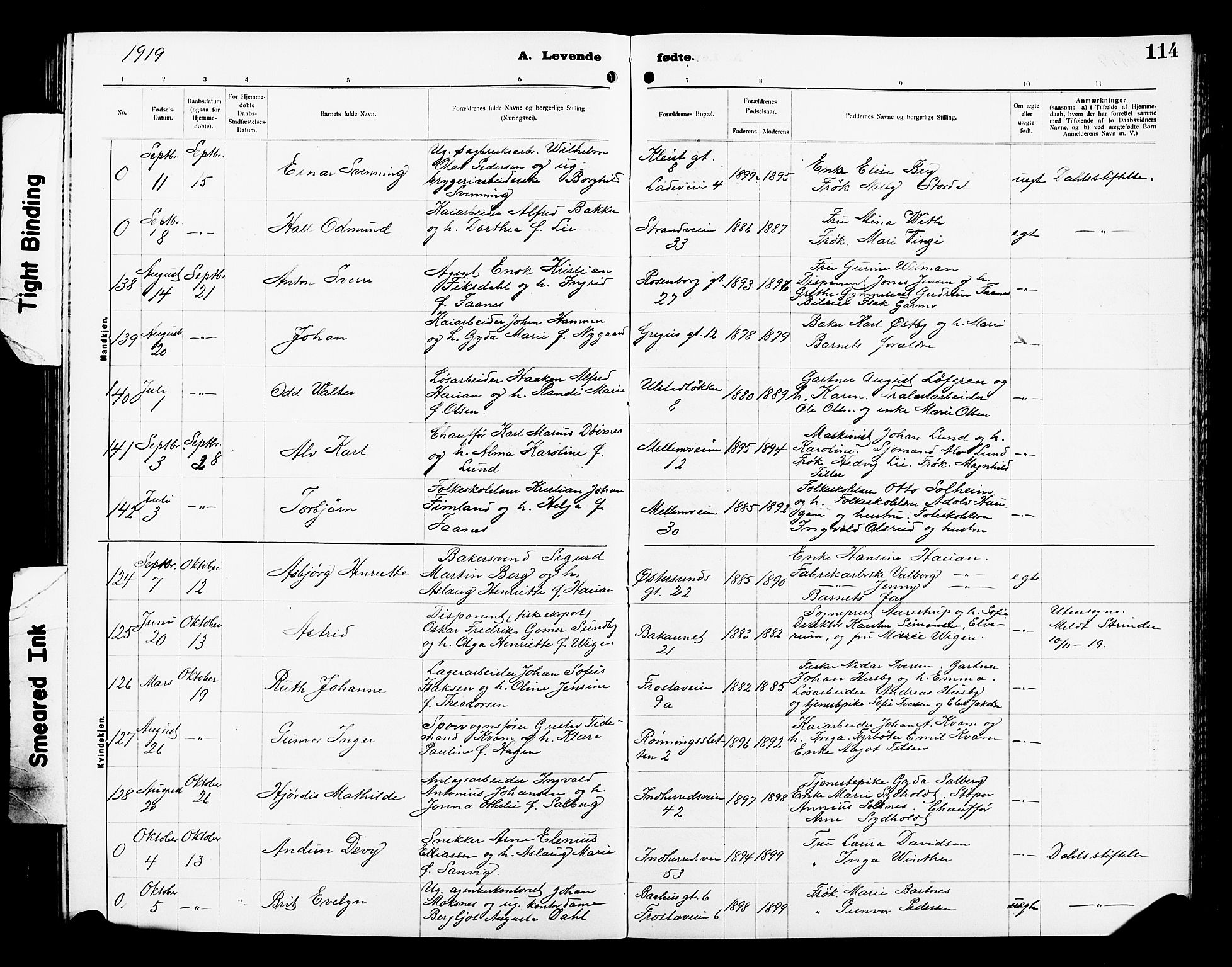 Ministerialprotokoller, klokkerbøker og fødselsregistre - Sør-Trøndelag, AV/SAT-A-1456/605/L0256: Parish register (copy) no. 605C03, 1916-1920, p. 114