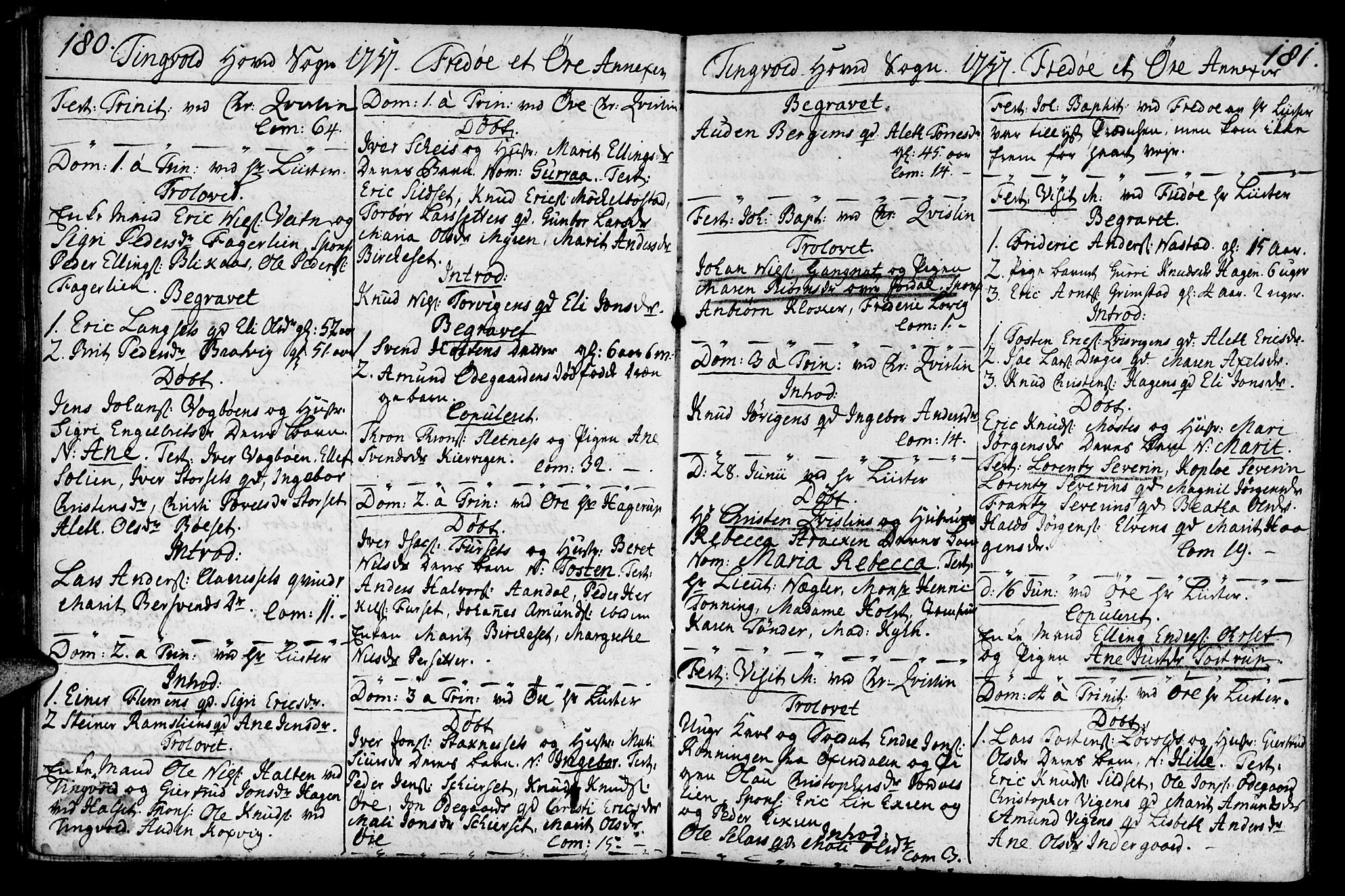 Ministerialprotokoller, klokkerbøker og fødselsregistre - Møre og Romsdal, SAT/A-1454/586/L0979: Parish register (official) no. 586A05, 1751-1776, p. 180-181