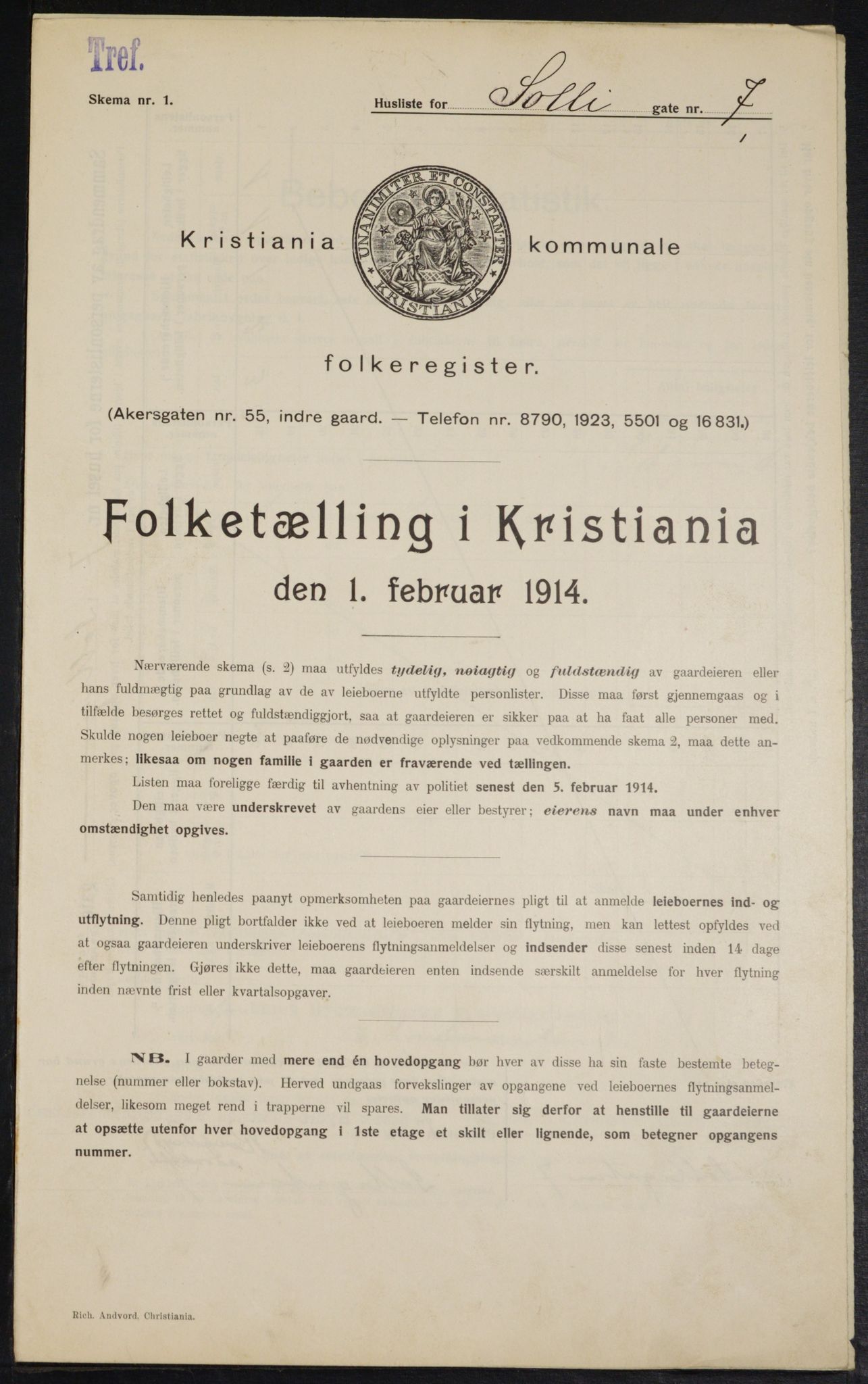 OBA, Municipal Census 1914 for Kristiania, 1914, p. 99552