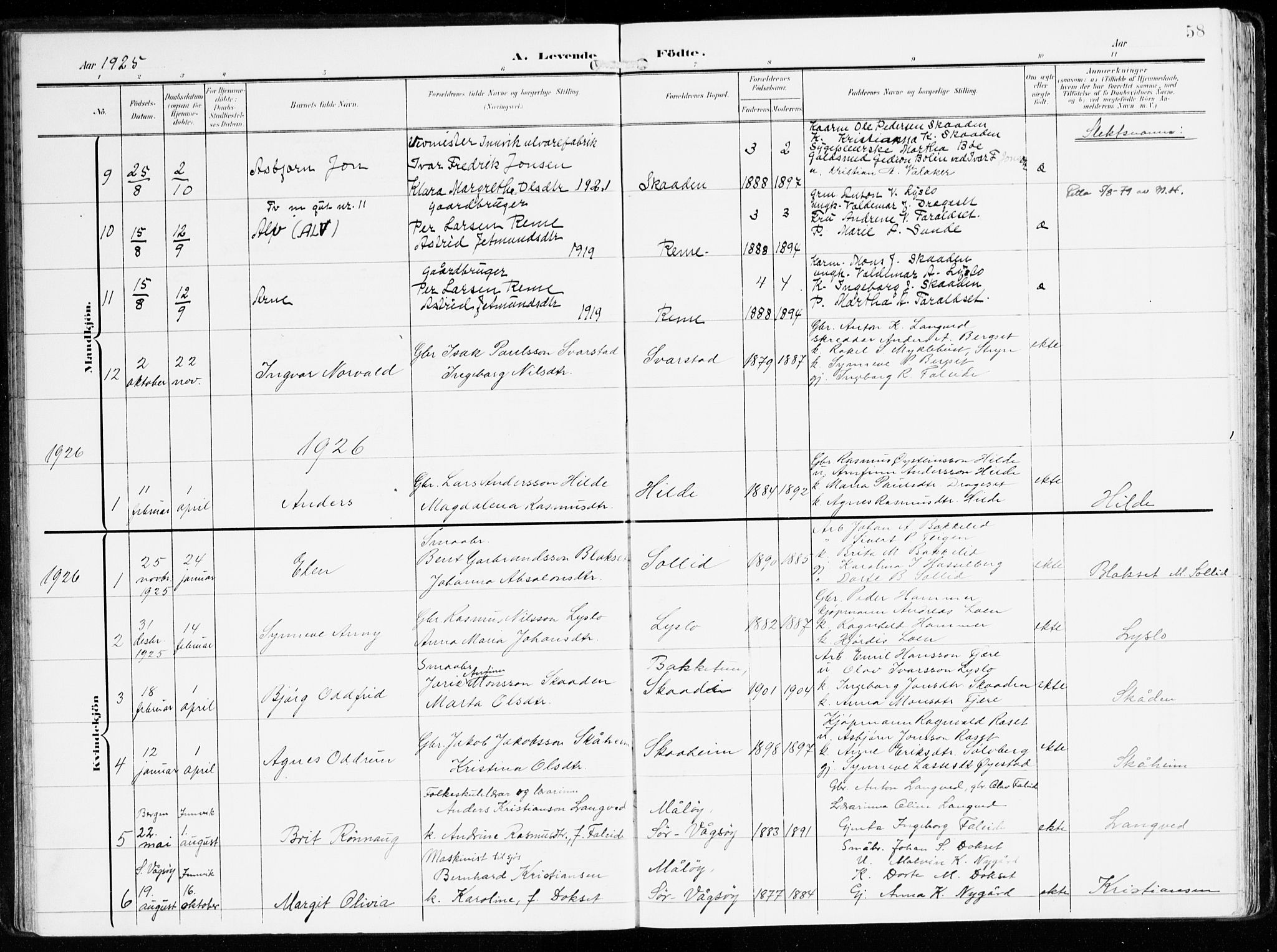 Innvik sokneprestembete, AV/SAB-A-80501: Parish register (official) no. B 2, 1903-1929, p. 58