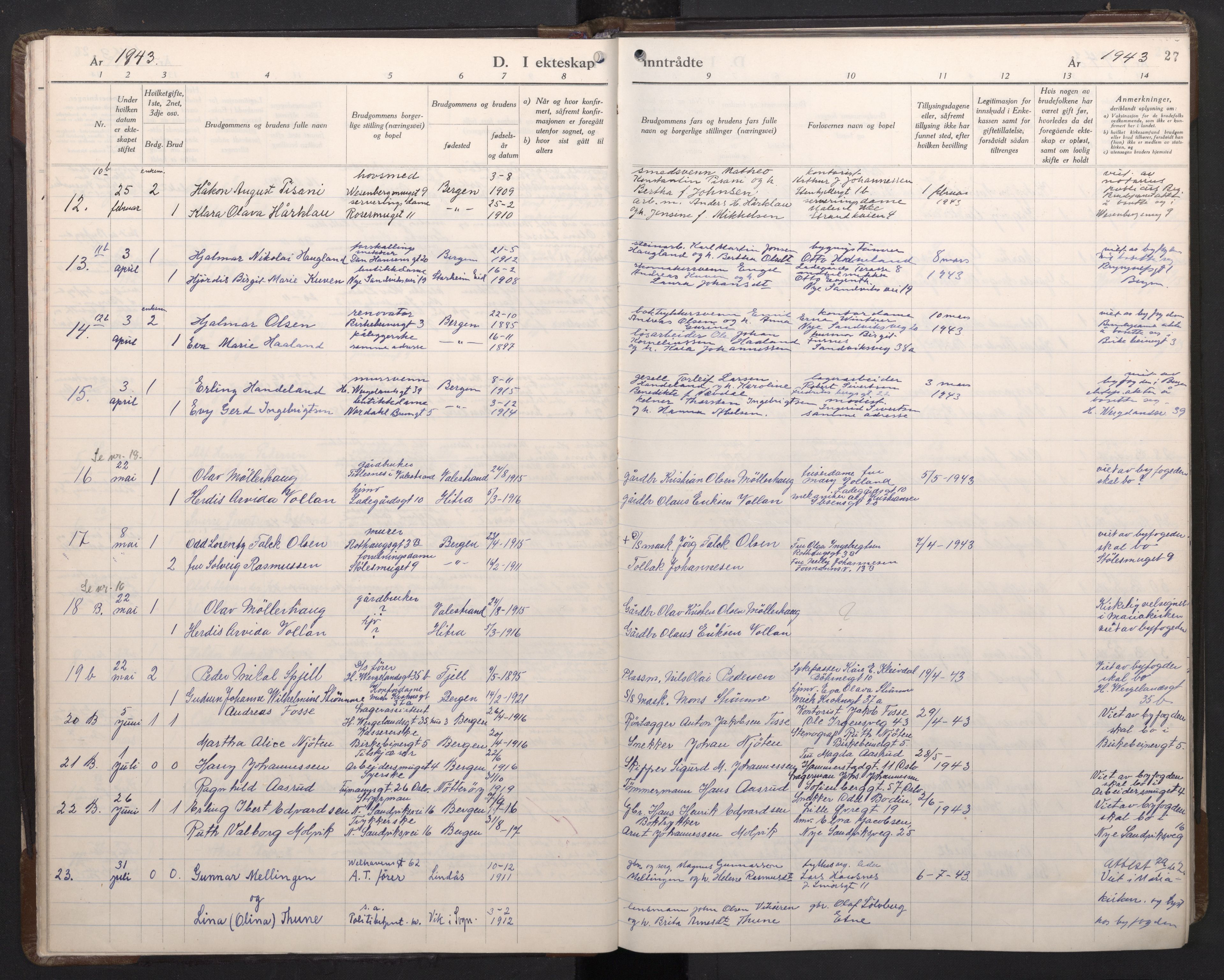 Mariakirken Sokneprestembete, AV/SAB-A-76901/H/Haa/L0019: Parish register (official) no. D 1, 1939-1963, p. 26b-27a