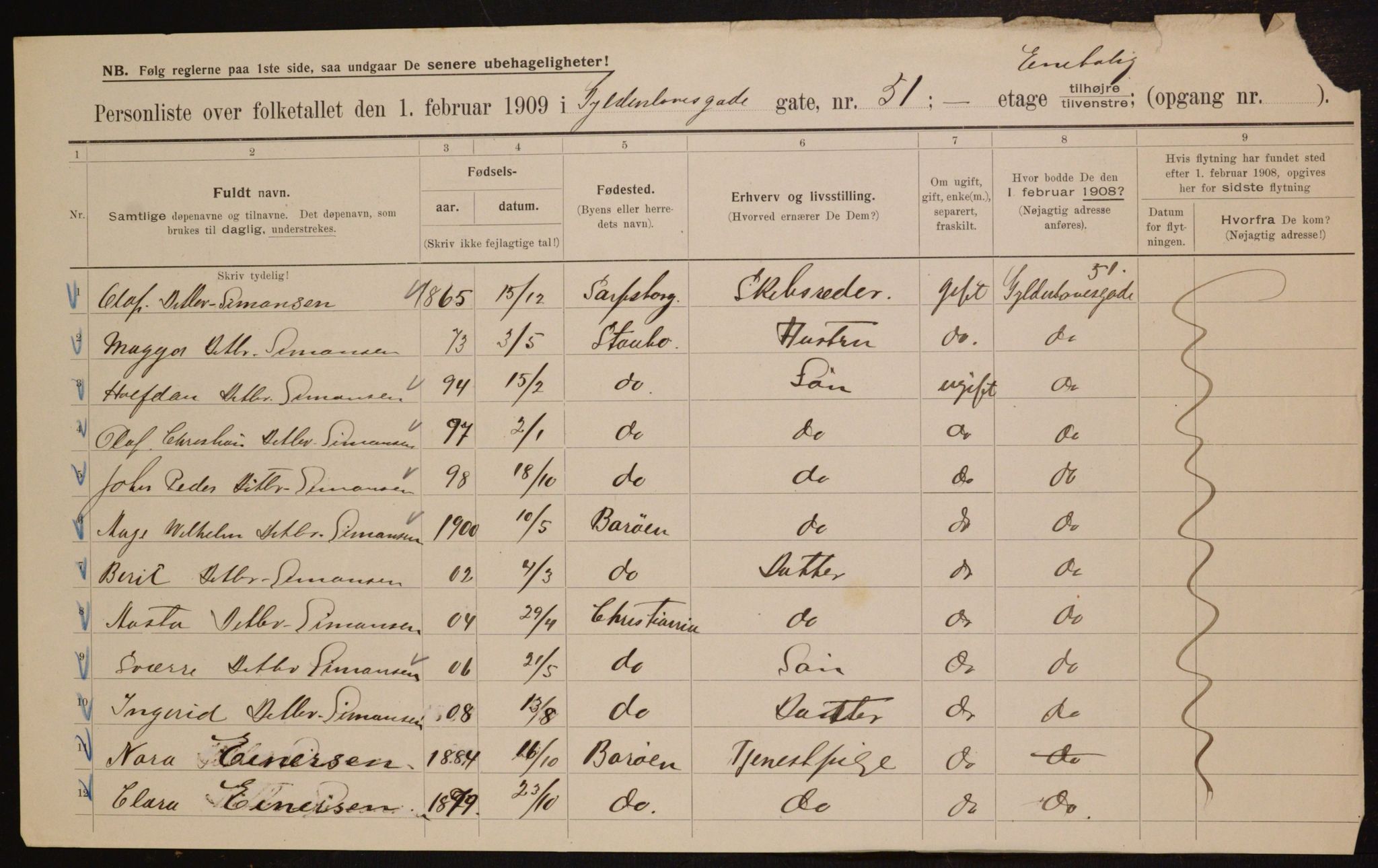 OBA, Municipal Census 1909 for Kristiania, 1909, p. 29759