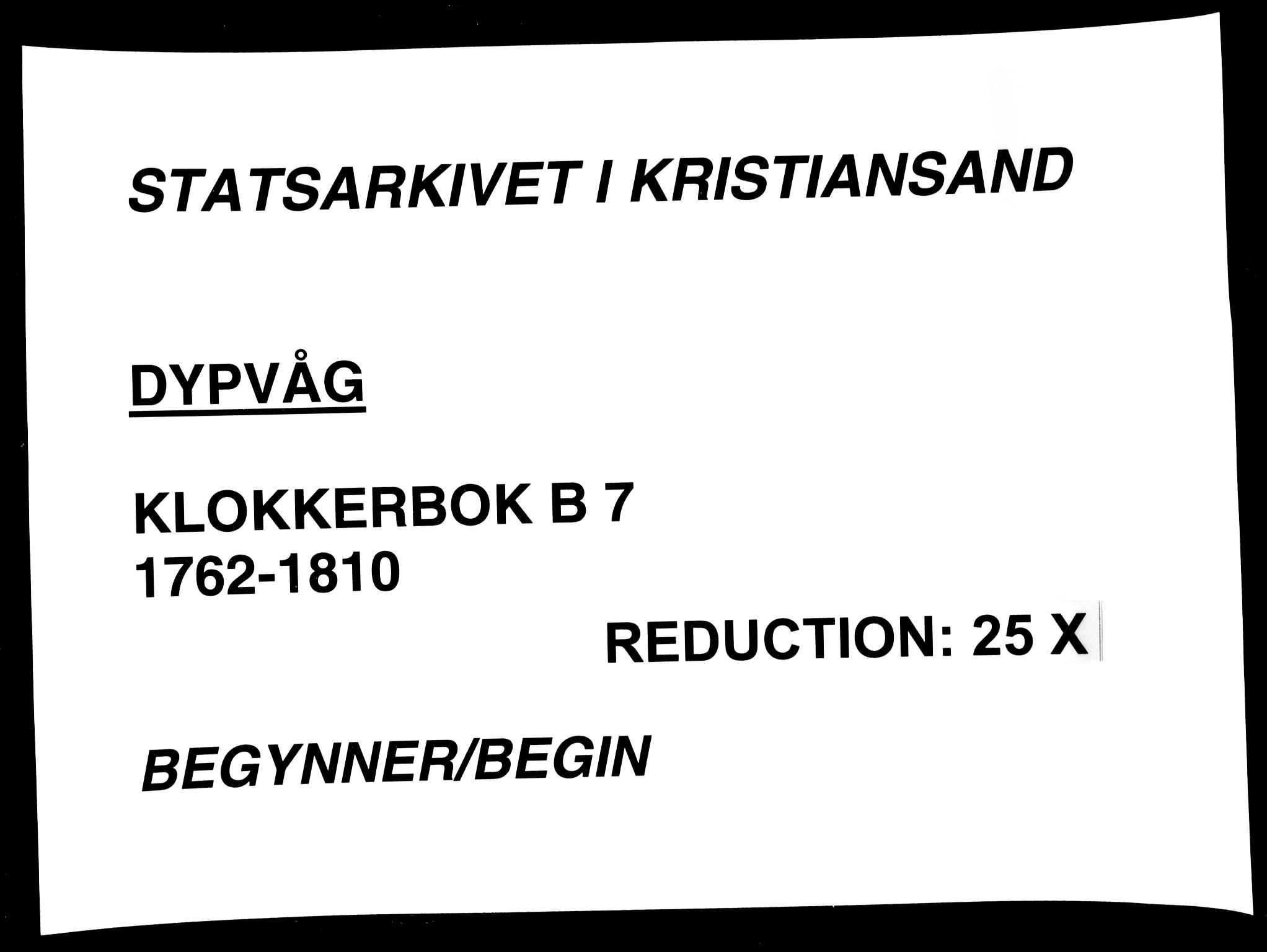 Dypvåg sokneprestkontor, AV/SAK-1111-0007/F/Fb/Fba/L0007: Parish register (copy) no. B 7, 1762-1810