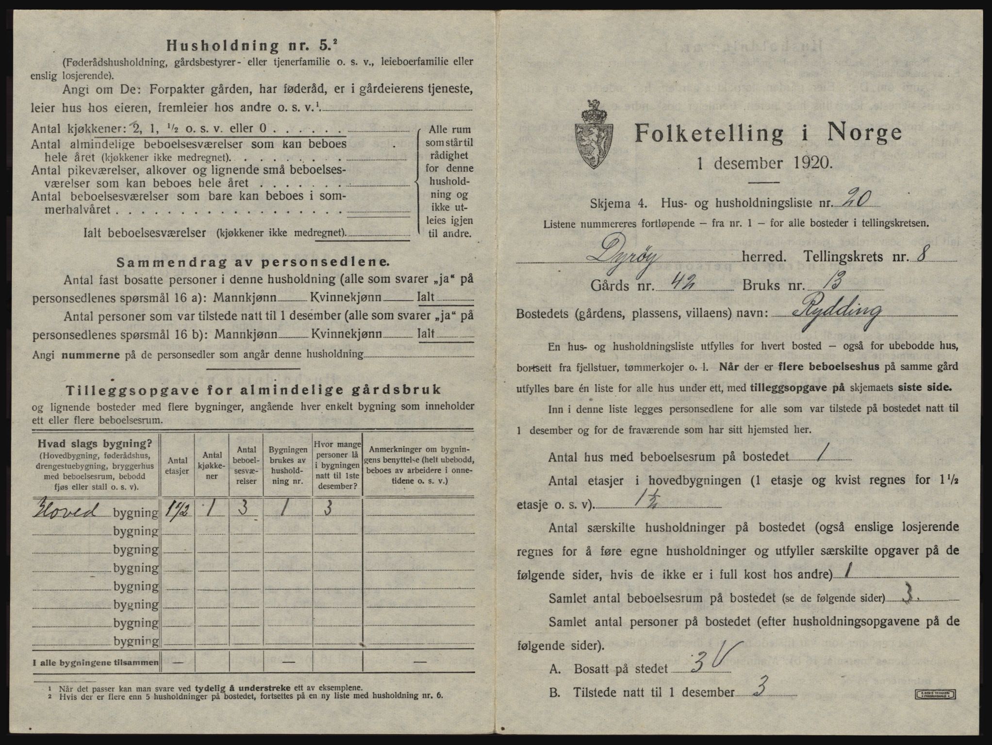 SATØ, 1920 census for Dyrøy, 1920, p. 635