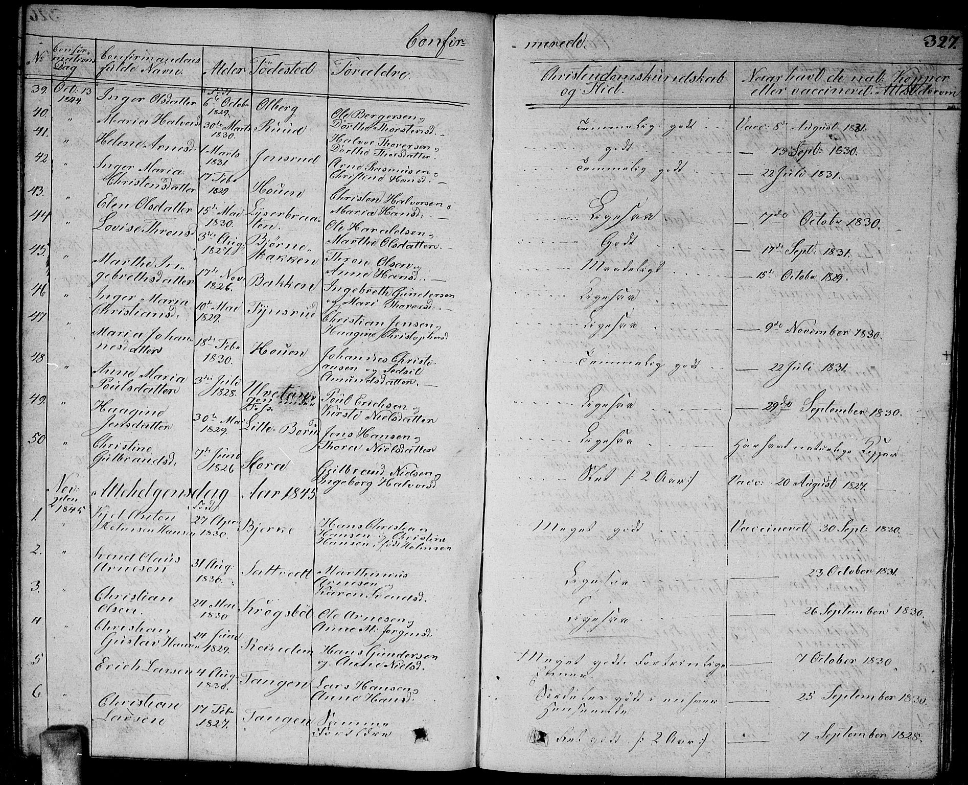 Enebakk prestekontor Kirkebøker, SAO/A-10171c/G/Ga/L0003: Parish register (copy) no. I 3, 1833-1849, p. 327