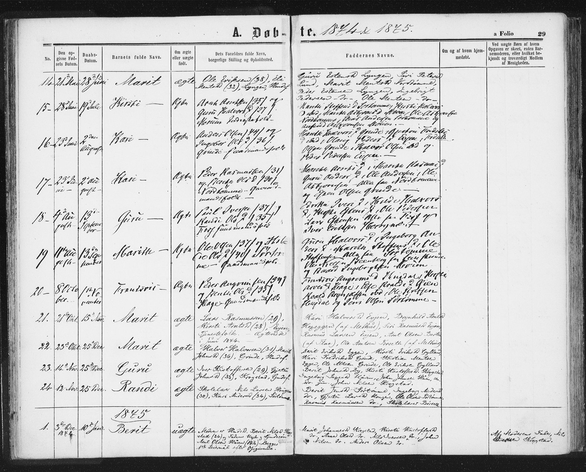 Ministerialprotokoller, klokkerbøker og fødselsregistre - Sør-Trøndelag, SAT/A-1456/692/L1104: Parish register (official) no. 692A04, 1862-1878, p. 29