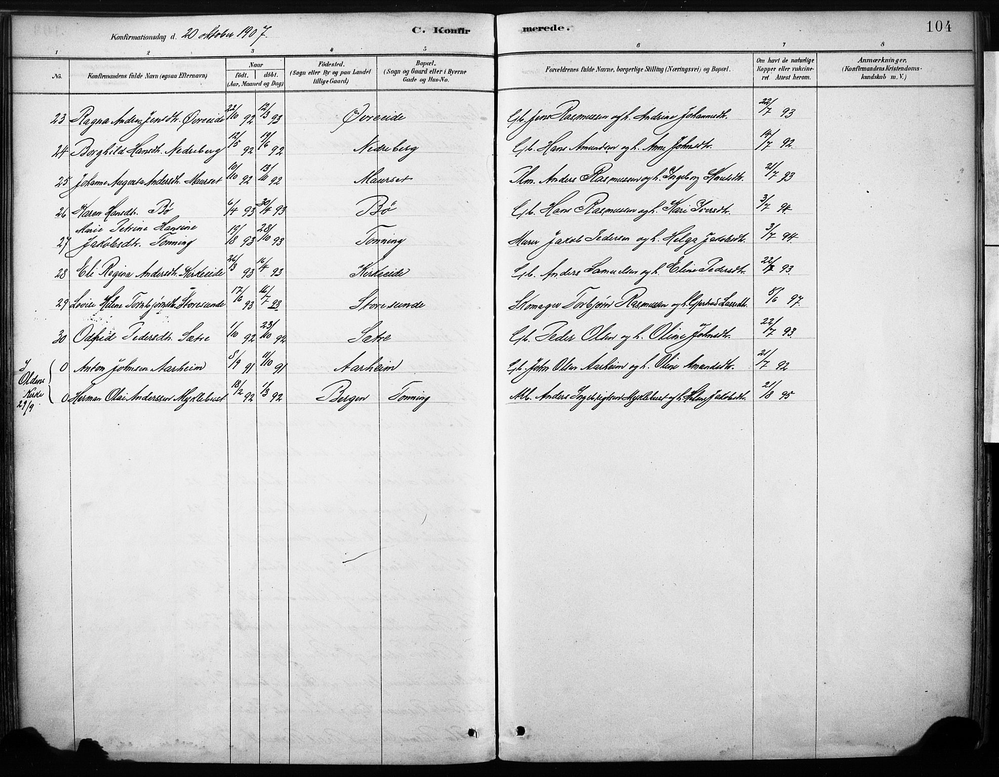 Stryn Sokneprestembete, AV/SAB-A-82501: Parish register (official) no. B 1, 1878-1907, p. 104