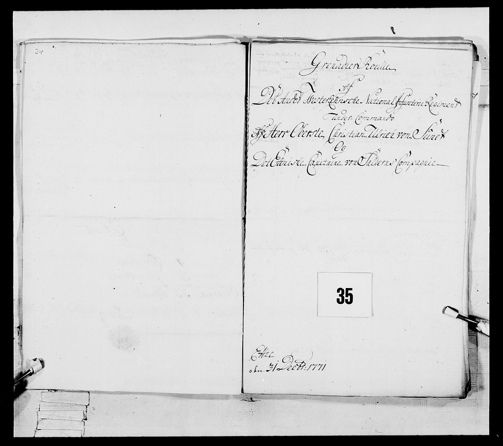 Generalitets- og kommissariatskollegiet, Det kongelige norske kommissariatskollegium, RA/EA-5420/E/Eh/L0105: 2. Vesterlenske nasjonale infanteriregiment, 1766-1773, p. 158