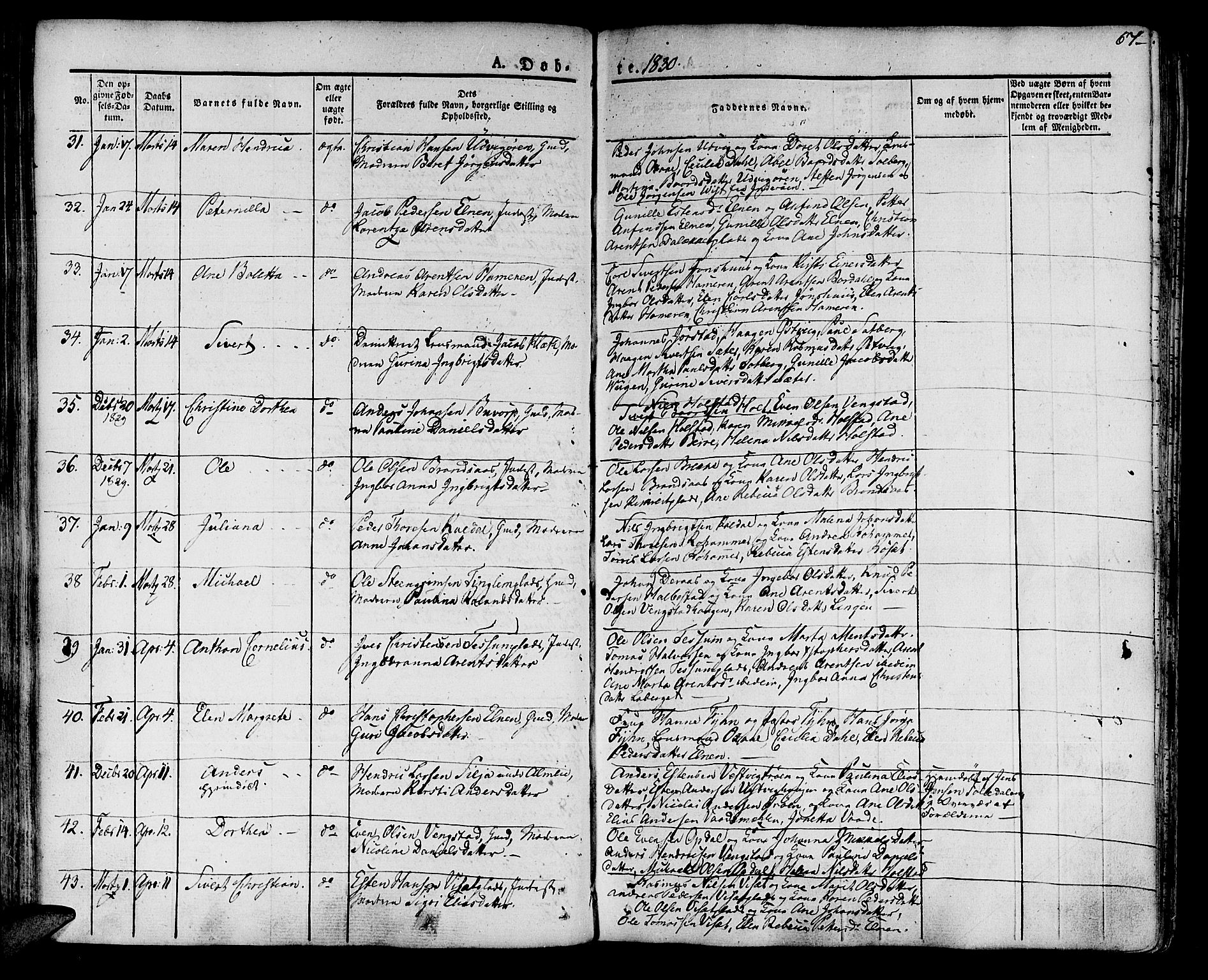 Ministerialprotokoller, klokkerbøker og fødselsregistre - Nord-Trøndelag, AV/SAT-A-1458/741/L0390: Parish register (official) no. 741A04, 1822-1836, p. 67