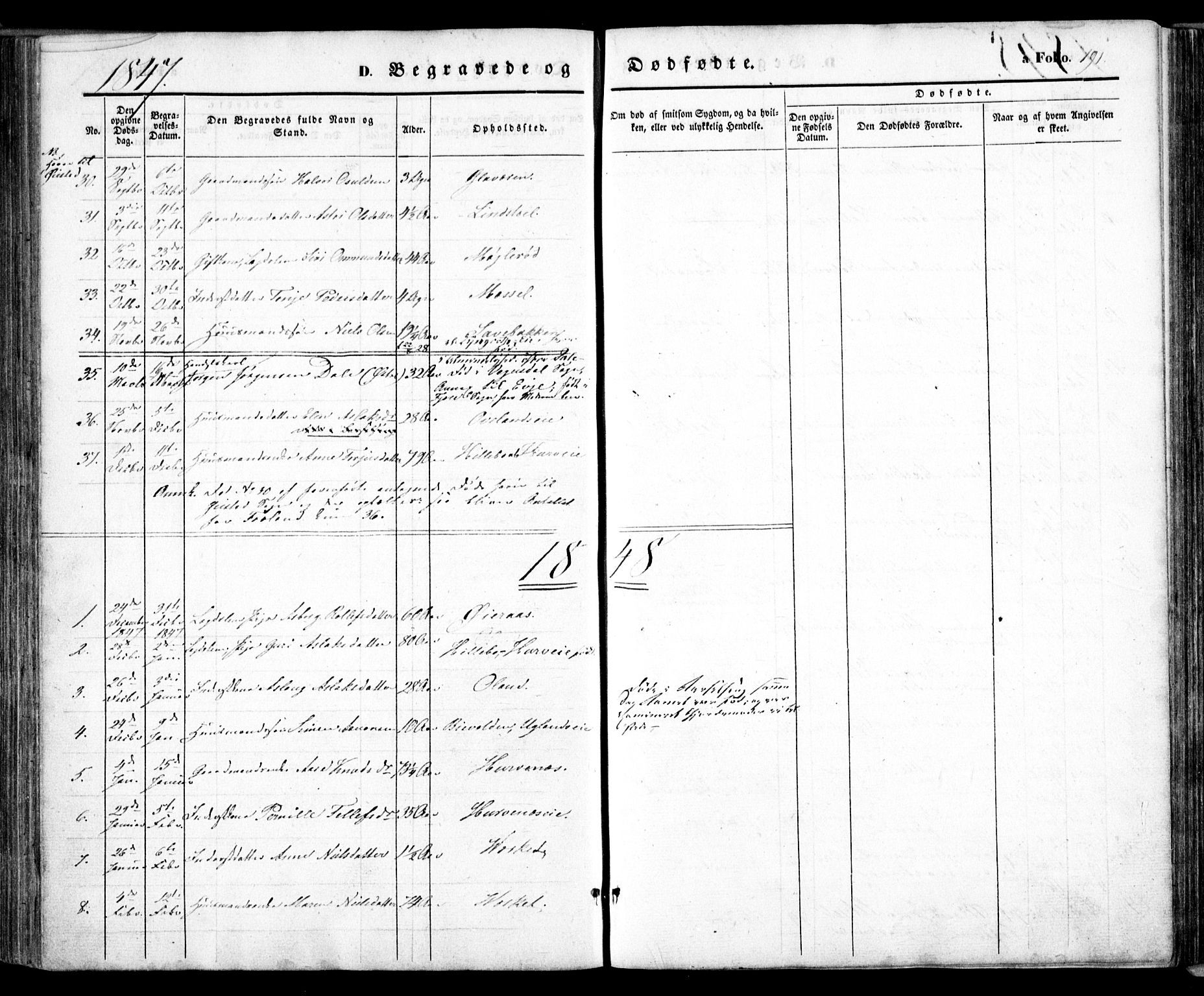 Froland sokneprestkontor, SAK/1111-0013/F/Fa/L0002: Parish register (official) no. A 2, 1845-1863, p. 191