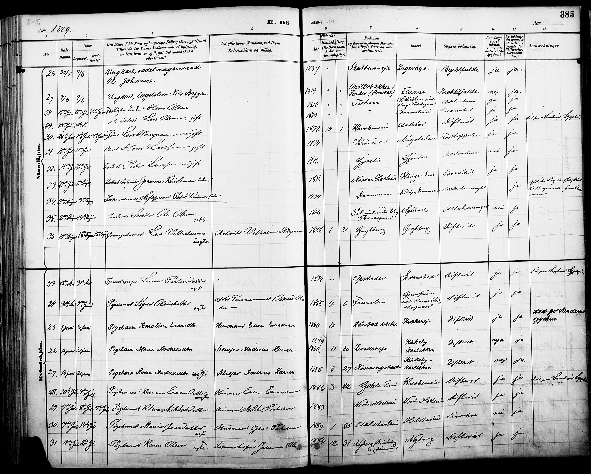 Vang prestekontor, Hedmark, AV/SAH-PREST-008/H/Ha/Haa/L0019A: Parish register (official) no. 19, 1886-1900, p. 385