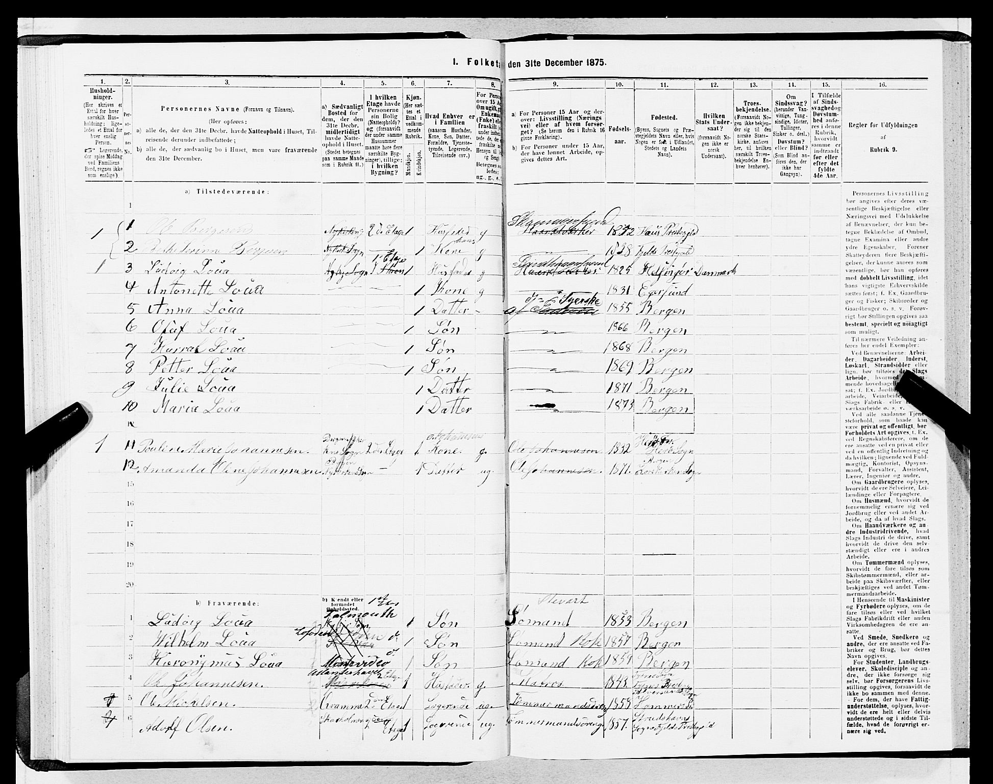 SAB, 1875 census for 1301 Bergen, 1875, p. 958