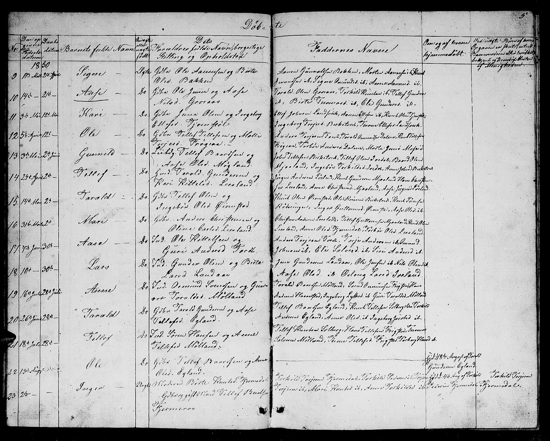 Evje sokneprestkontor, SAK/1111-0008/F/Fb/Fbc/L0002: Parish register (copy) no. B 2, 1849-1876, p. 5