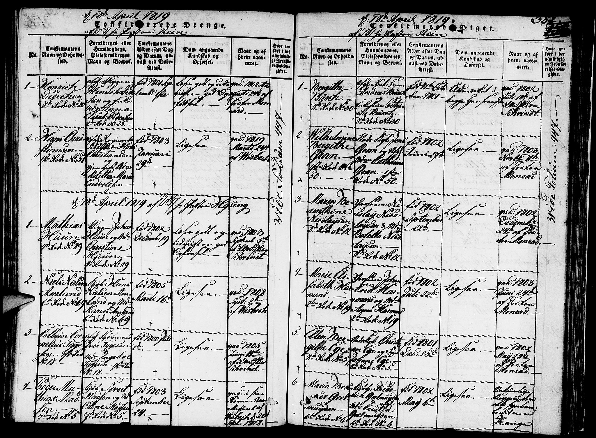 Nykirken Sokneprestembete, SAB/A-77101/H/Hab/L0003: Parish register (copy) no. A 4, 1816-1821, p. 352