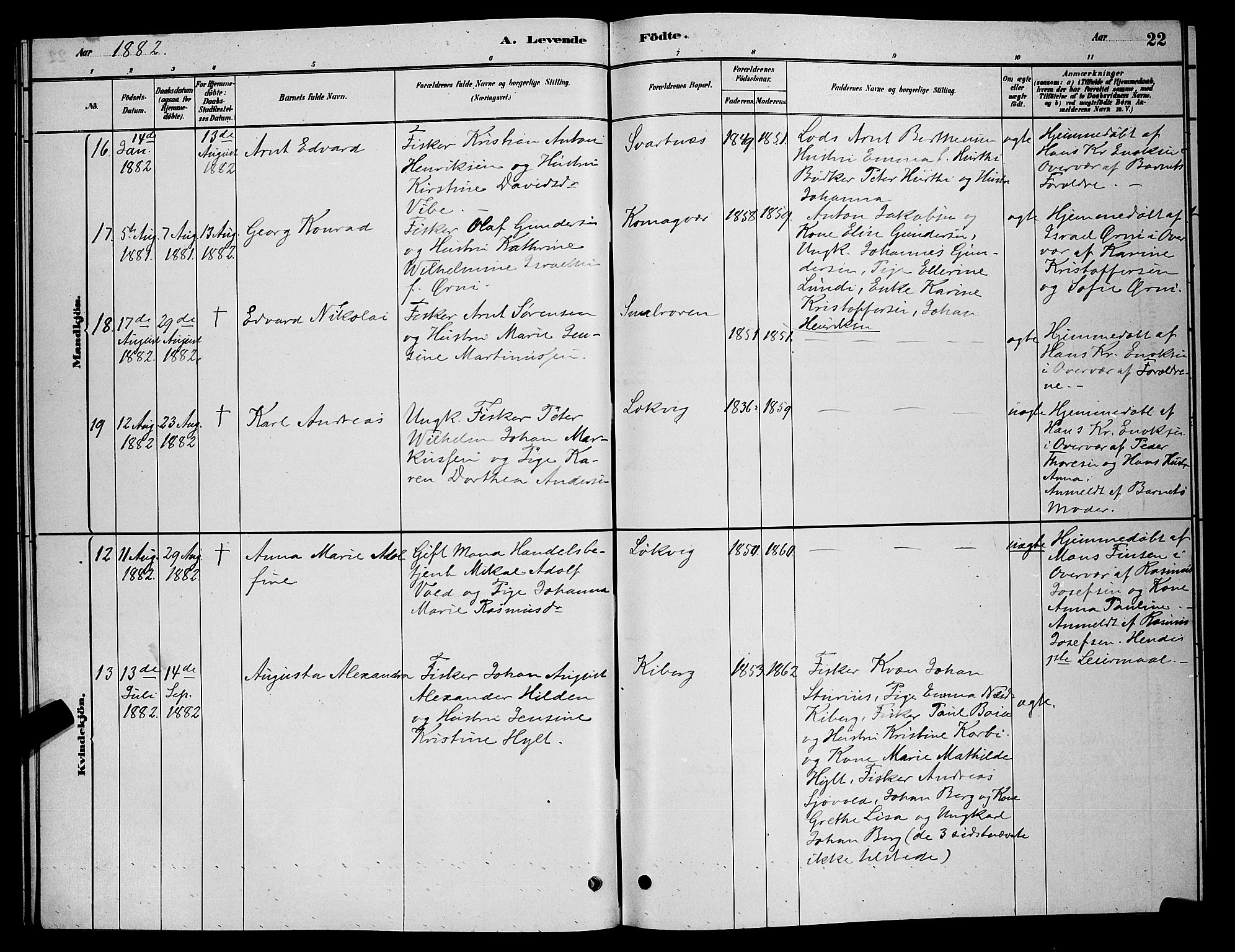 Vardø sokneprestkontor, AV/SATØ-S-1332/H/Hb/L0006klokker: Parish register (copy) no. 6, 1879-1887, p. 22