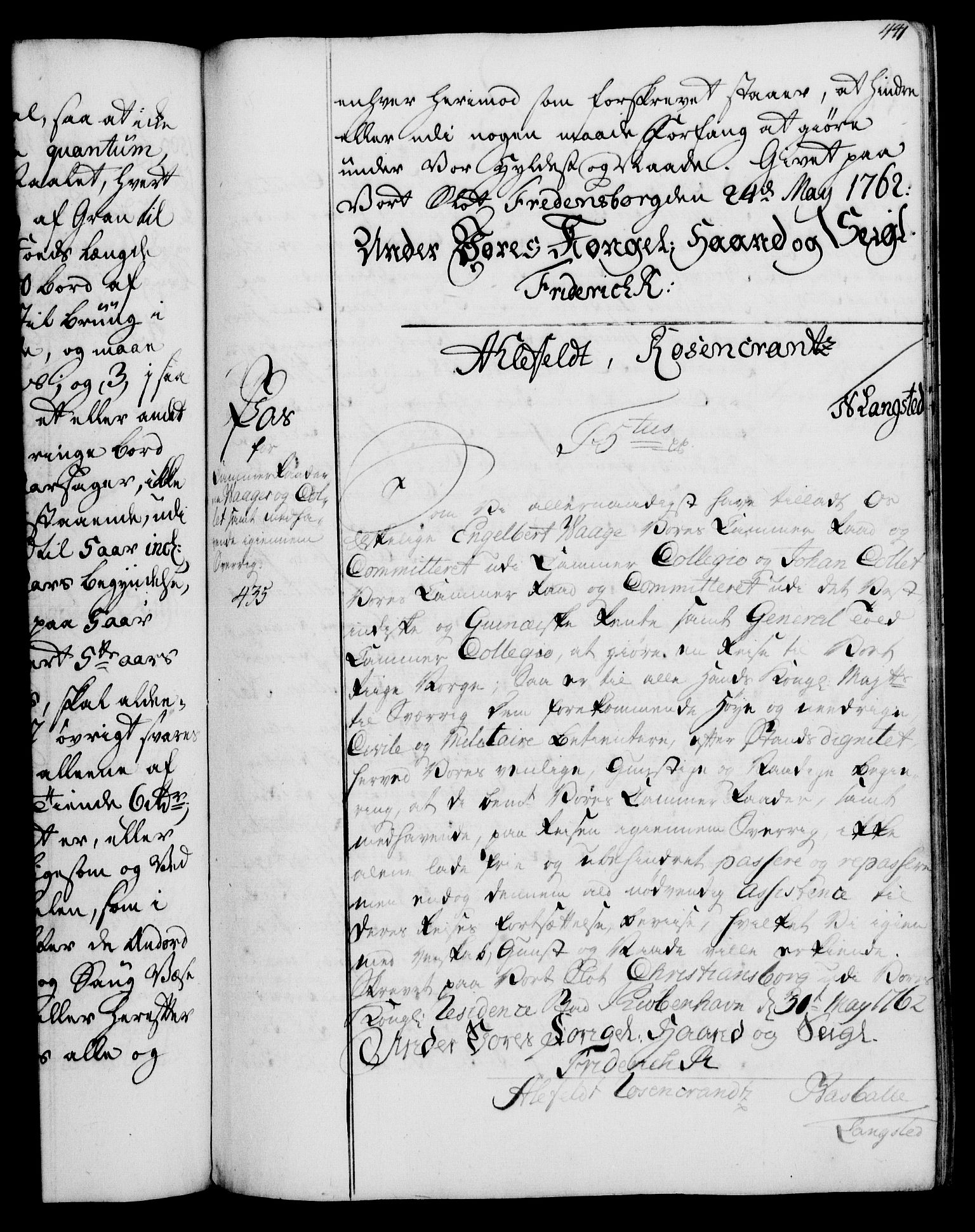 Rentekammeret, Kammerkanselliet, AV/RA-EA-3111/G/Gg/Gga/L0007: Norsk ekspedisjonsprotokoll med register (merket RK 53.7), 1759-1768, p. 441