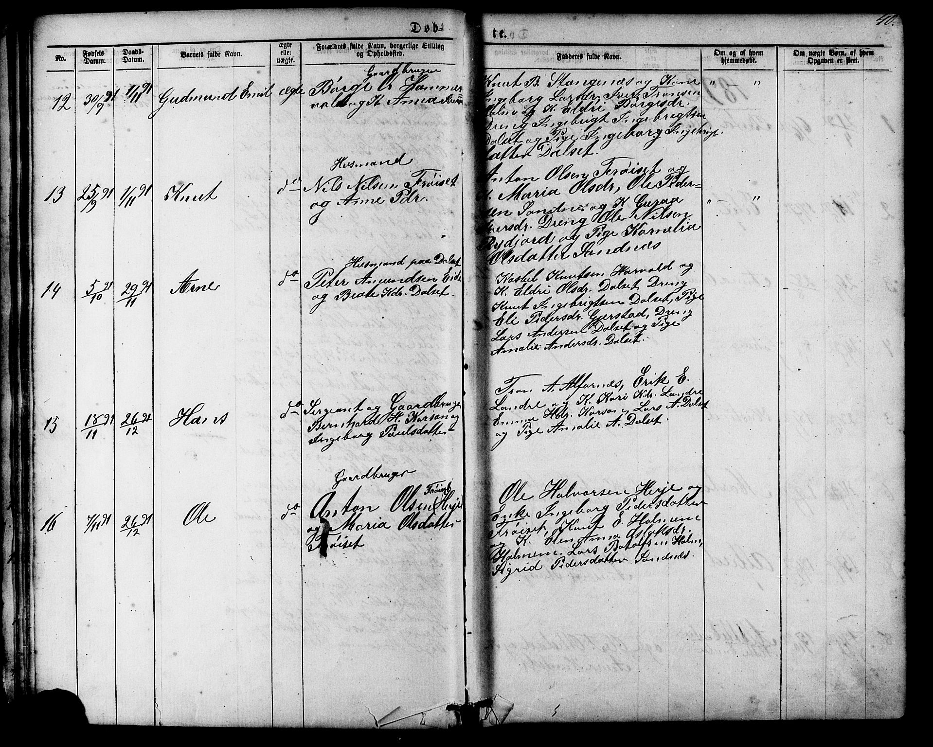 Ministerialprotokoller, klokkerbøker og fødselsregistre - Møre og Romsdal, SAT/A-1454/548/L0614: Parish register (copy) no. 548C02, 1867-1917, p. 40