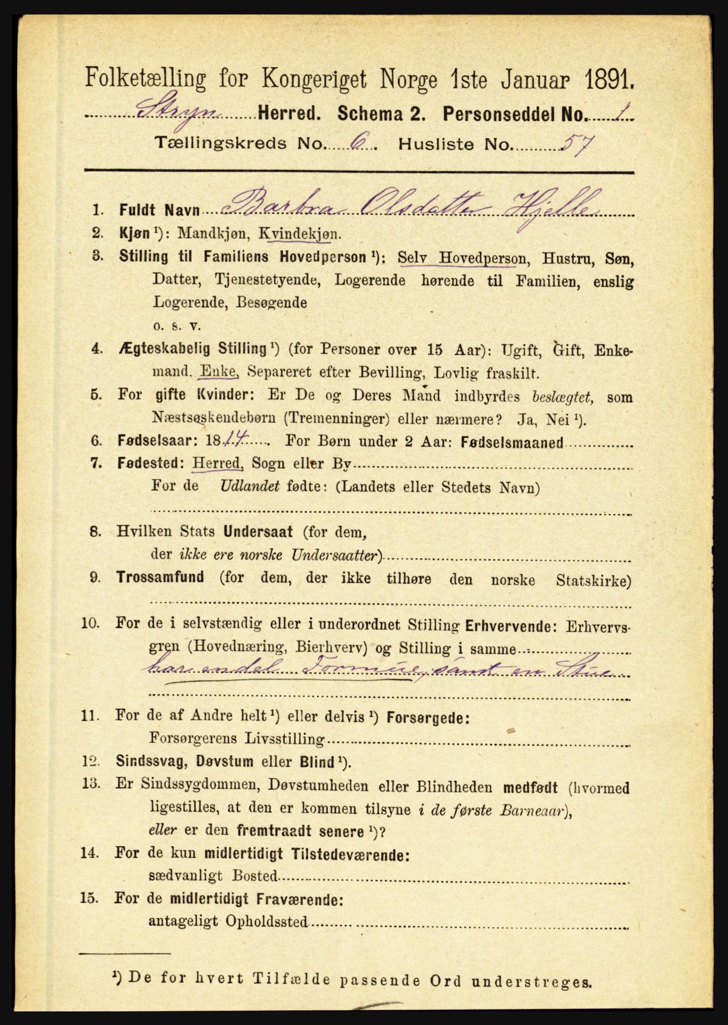 RA, 1891 census for 1448 Stryn, 1891, p. 2770