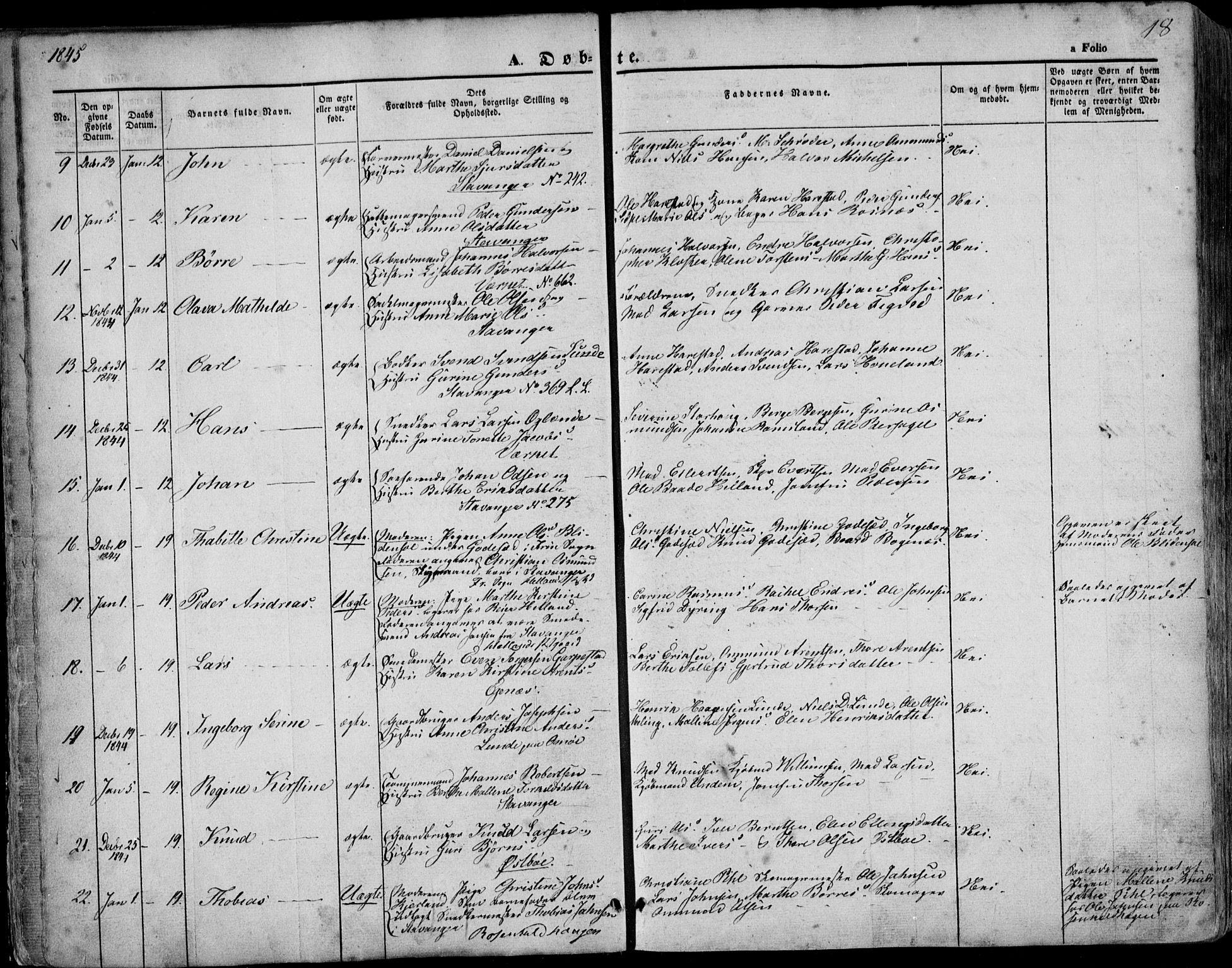 Domkirken sokneprestkontor, AV/SAST-A-101812/001/30/30BA/L0016: Parish register (official) no. A 15, 1844-1854, p. 18