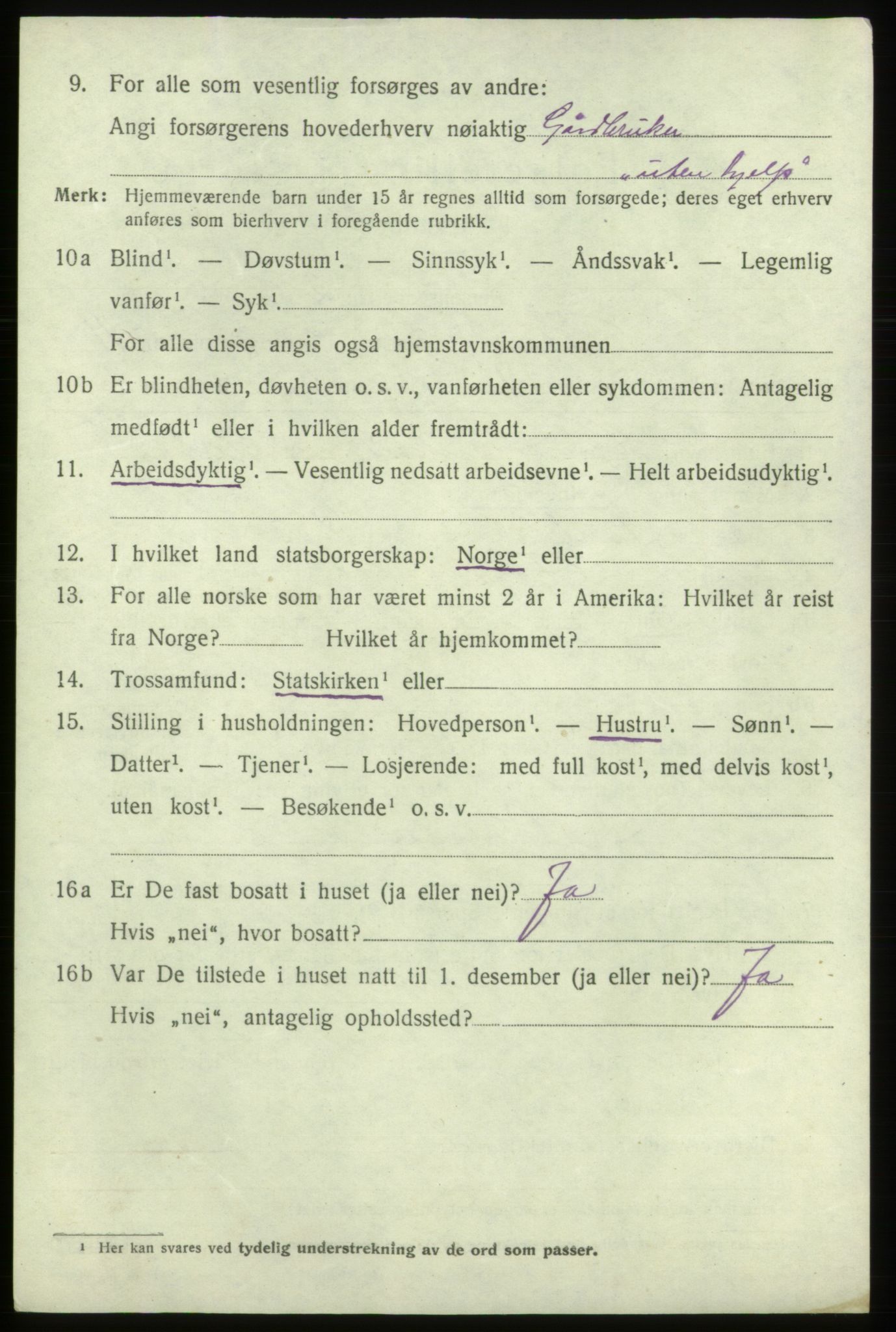 SAB, 1920 census for Fitjar, 1920, p. 4311