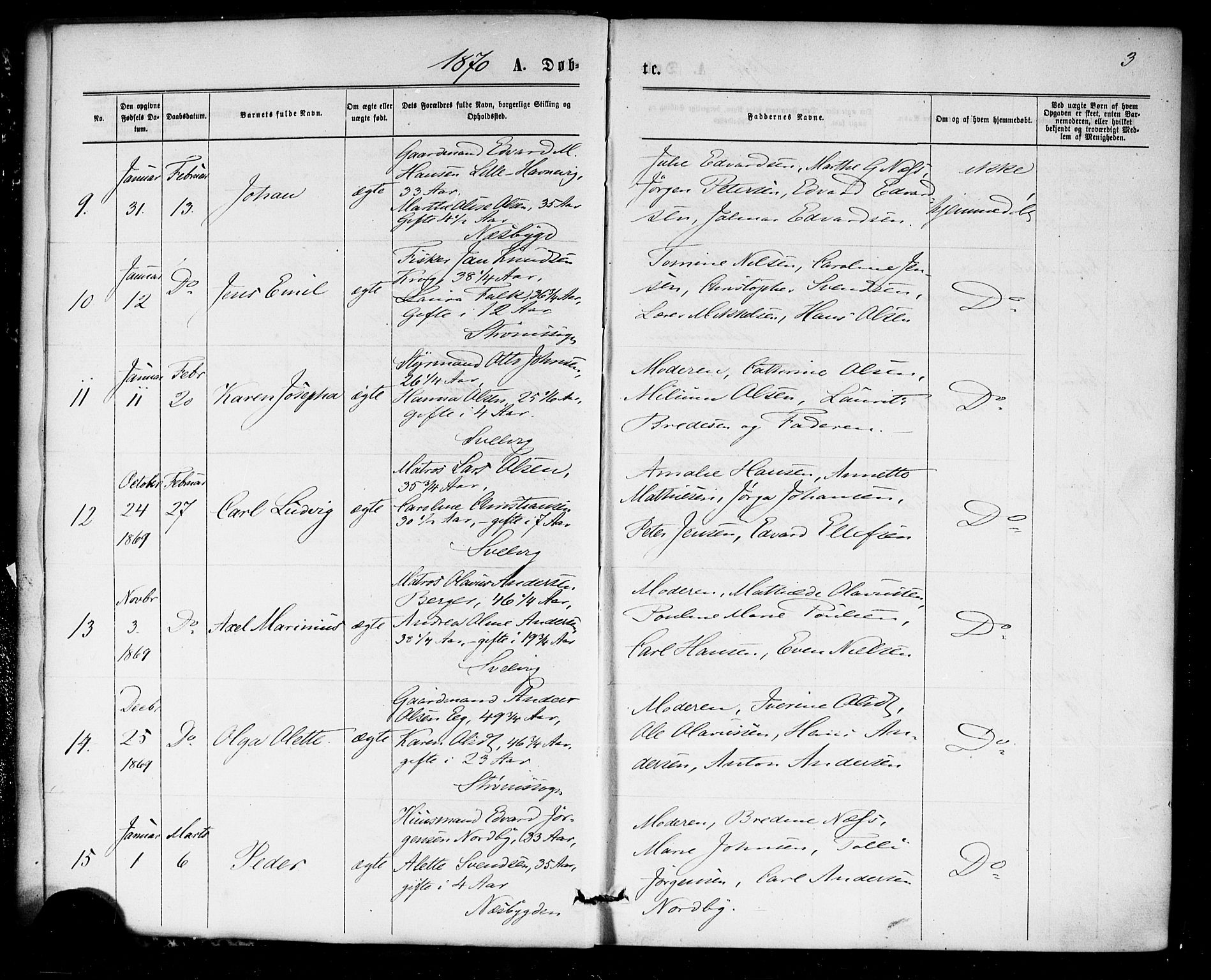 Strømm kirkebøker, AV/SAKO-A-322/F/Fa/L0002: Parish register (official) no. I 2, 1870-1877, p. 3