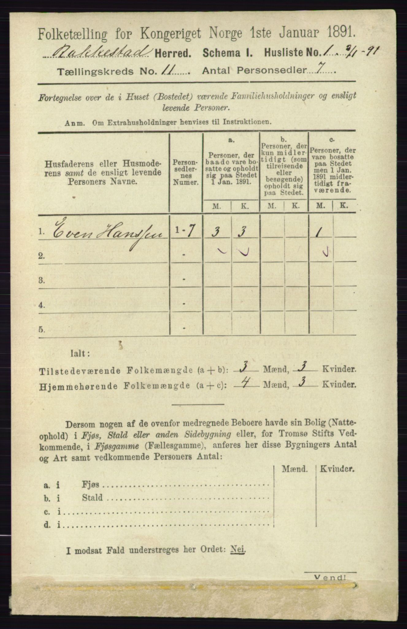 RA, 1891 census for 0128 Rakkestad, 1891, p. 5079