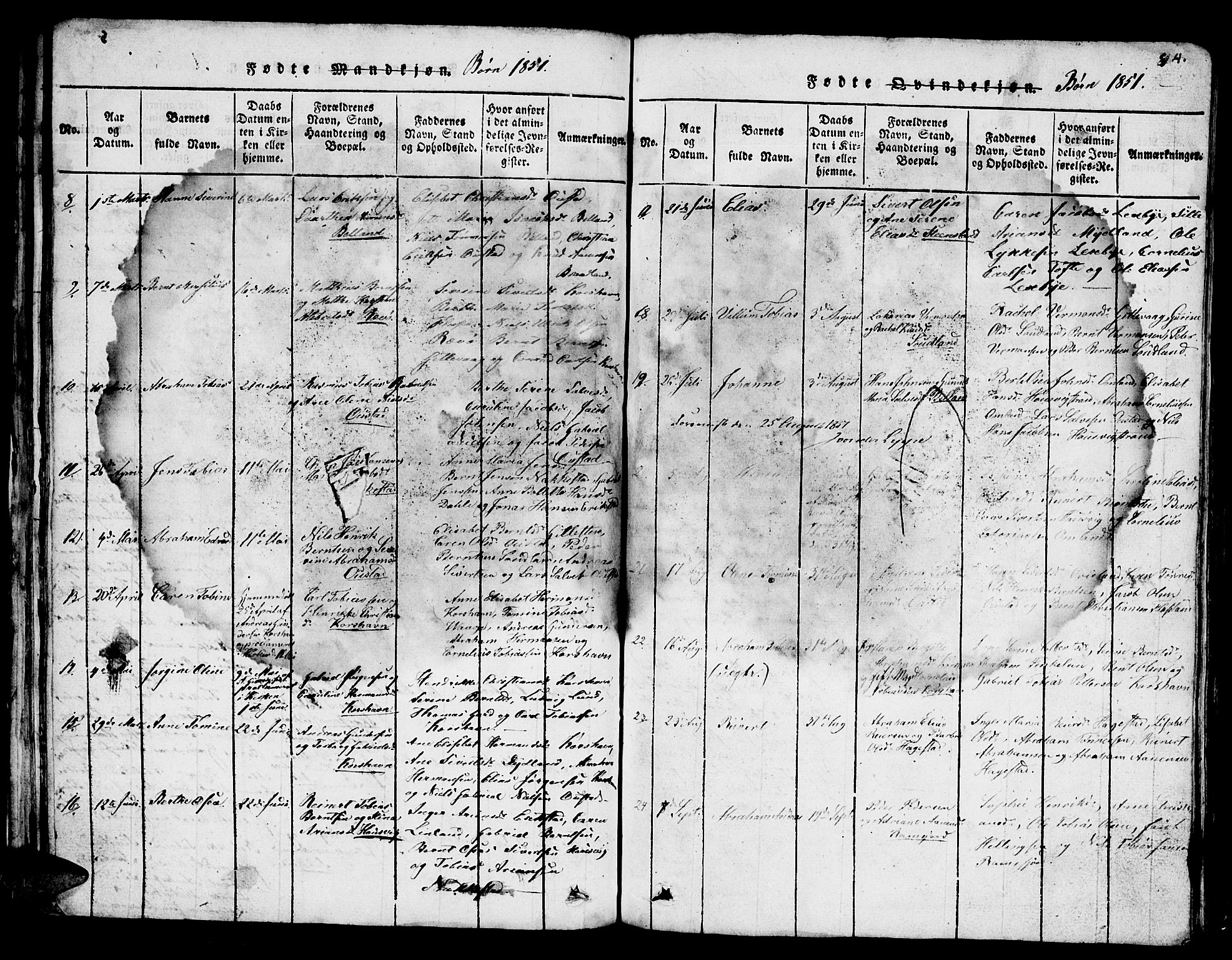 Lyngdal sokneprestkontor, AV/SAK-1111-0029/F/Fb/Fba/L0001: Parish register (copy) no. B 1, 1816-1876, p. 84