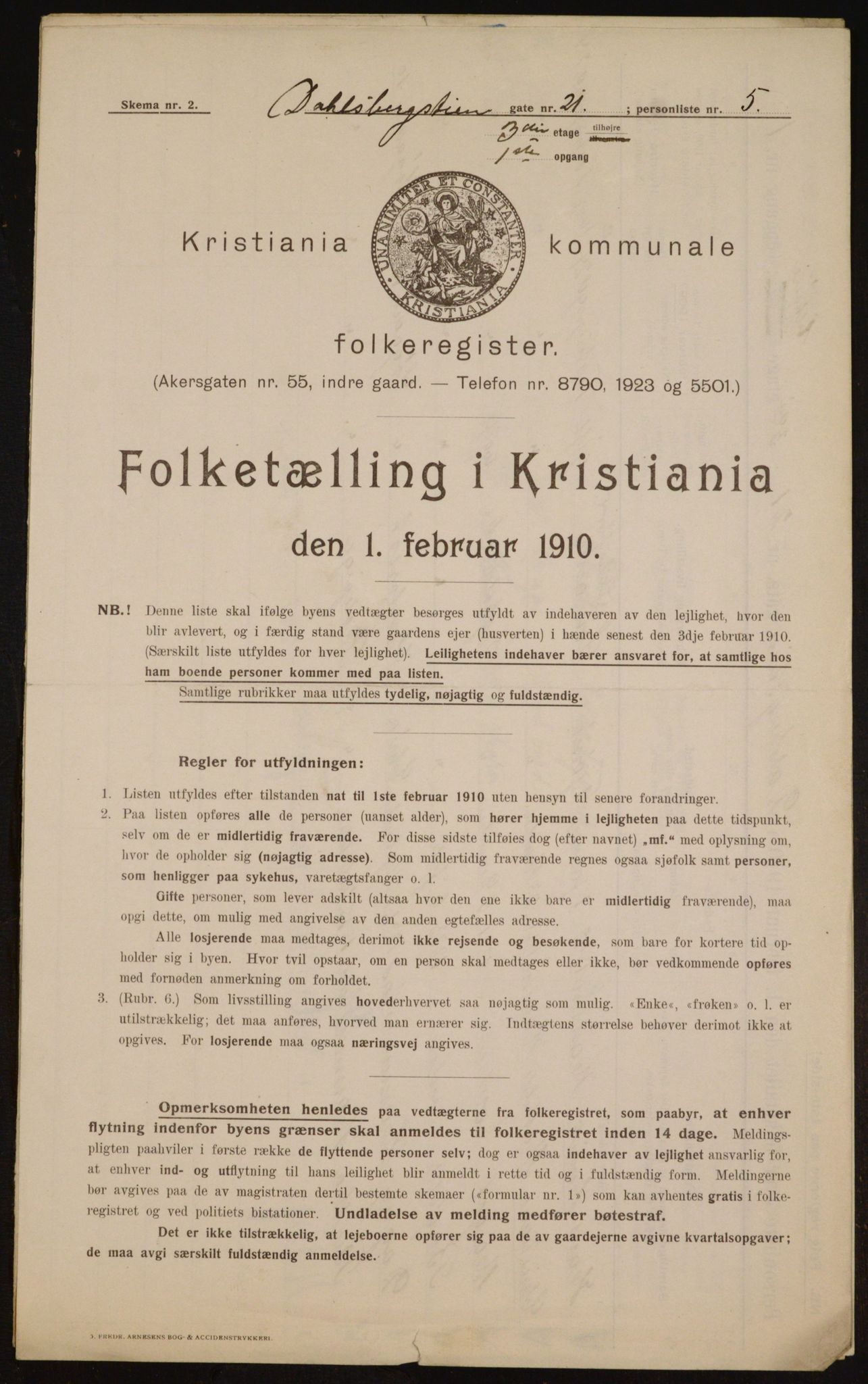 OBA, Municipal Census 1910 for Kristiania, 1910, p. 13756