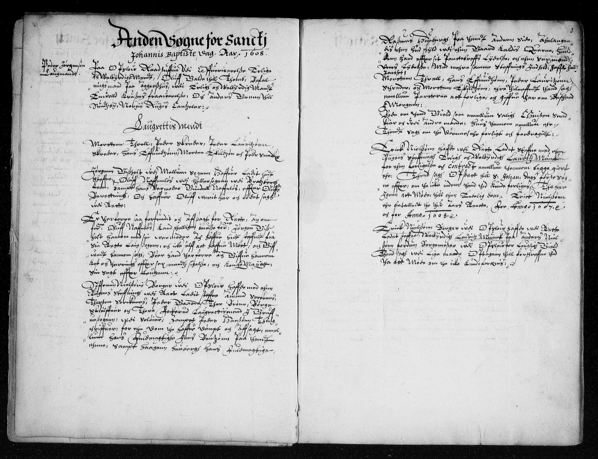 Christiania lagting, AV/SAO-A-11131/F/Fa/L0002: Tingbok, 1608-1609, p. 2-3