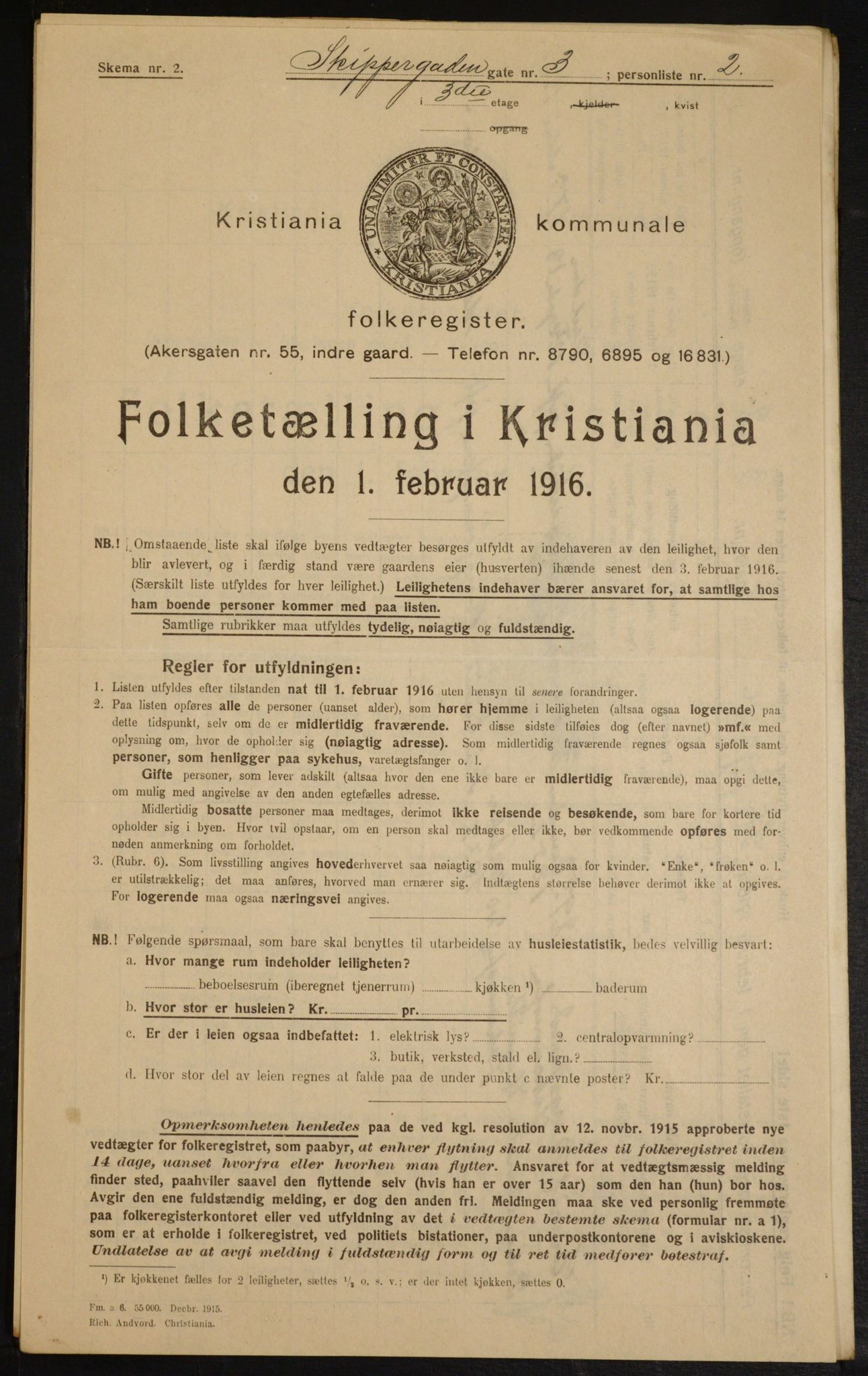 OBA, Municipal Census 1916 for Kristiania, 1916, p. 97913