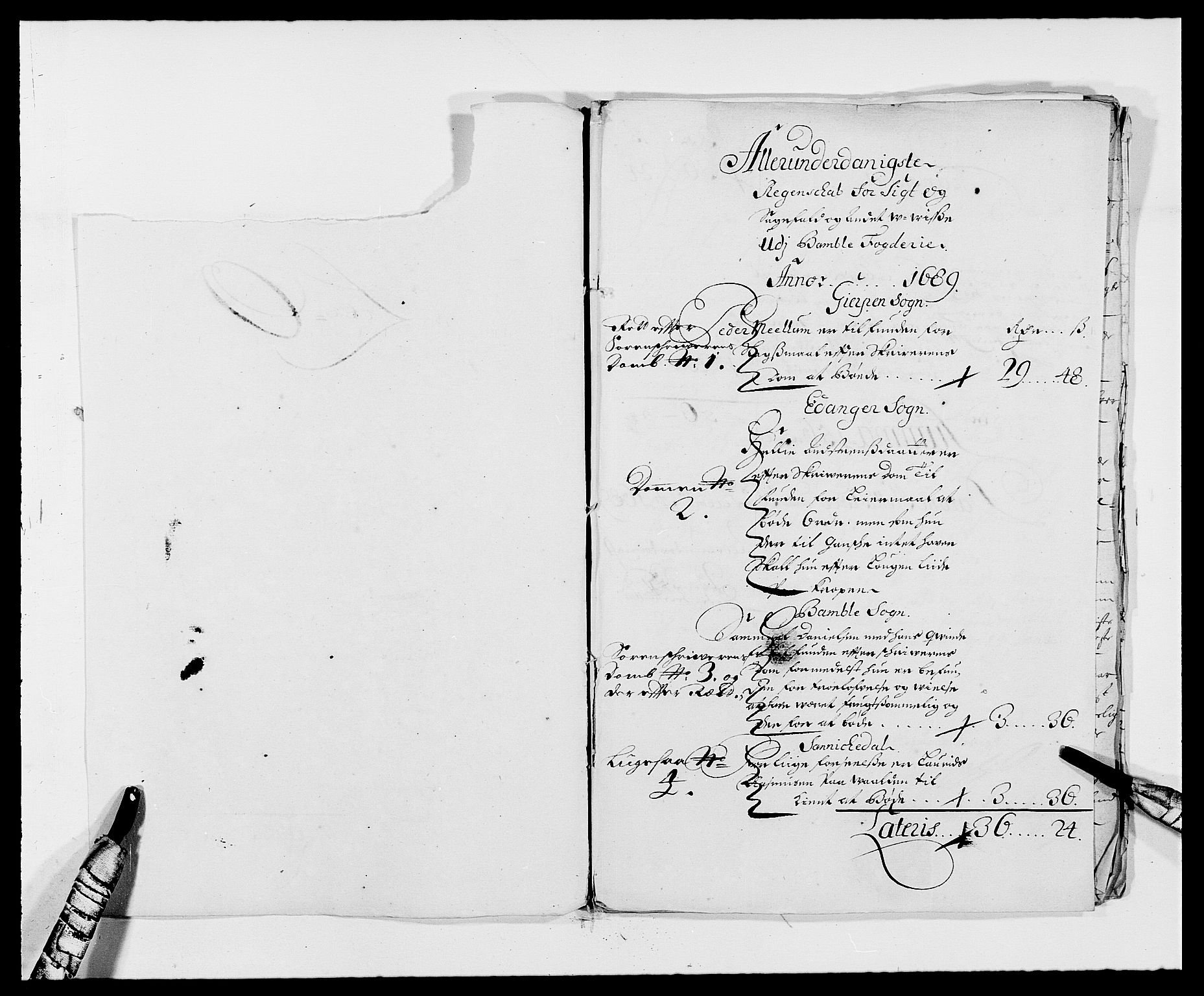 Rentekammeret inntil 1814, Reviderte regnskaper, Fogderegnskap, RA/EA-4092/R34/L2050: Fogderegnskap Bamble, 1688-1691, p. 245