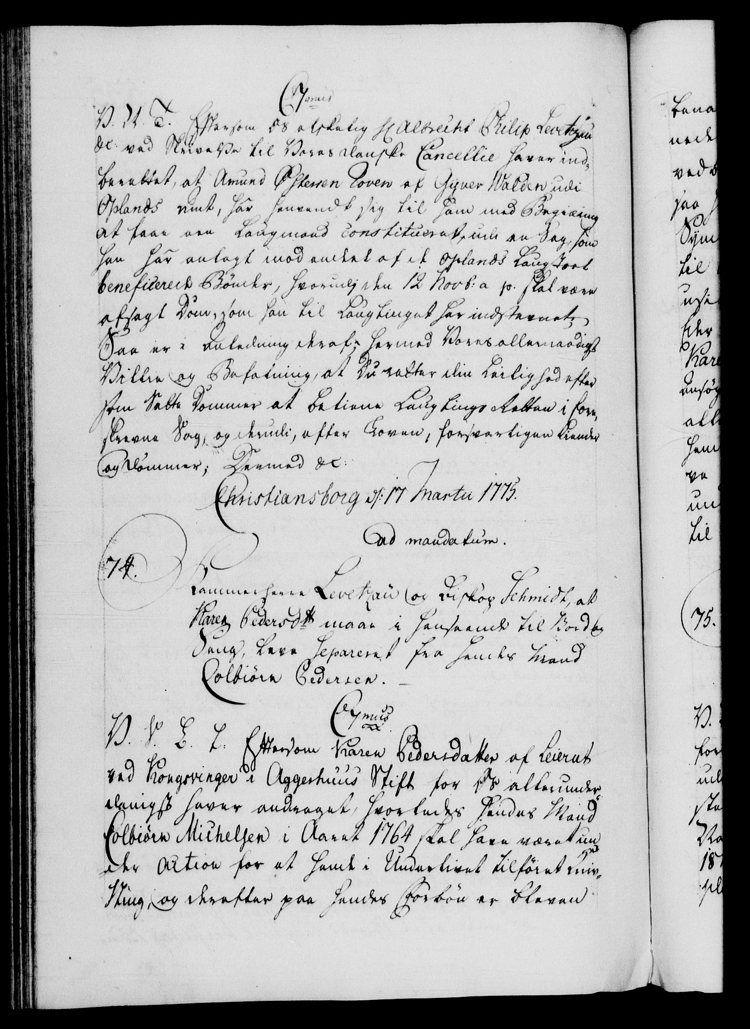 Danske Kanselli 1572-1799, AV/RA-EA-3023/F/Fc/Fca/Fcab/L0041: Norske tegnelser, 1773-1776, p. 535b