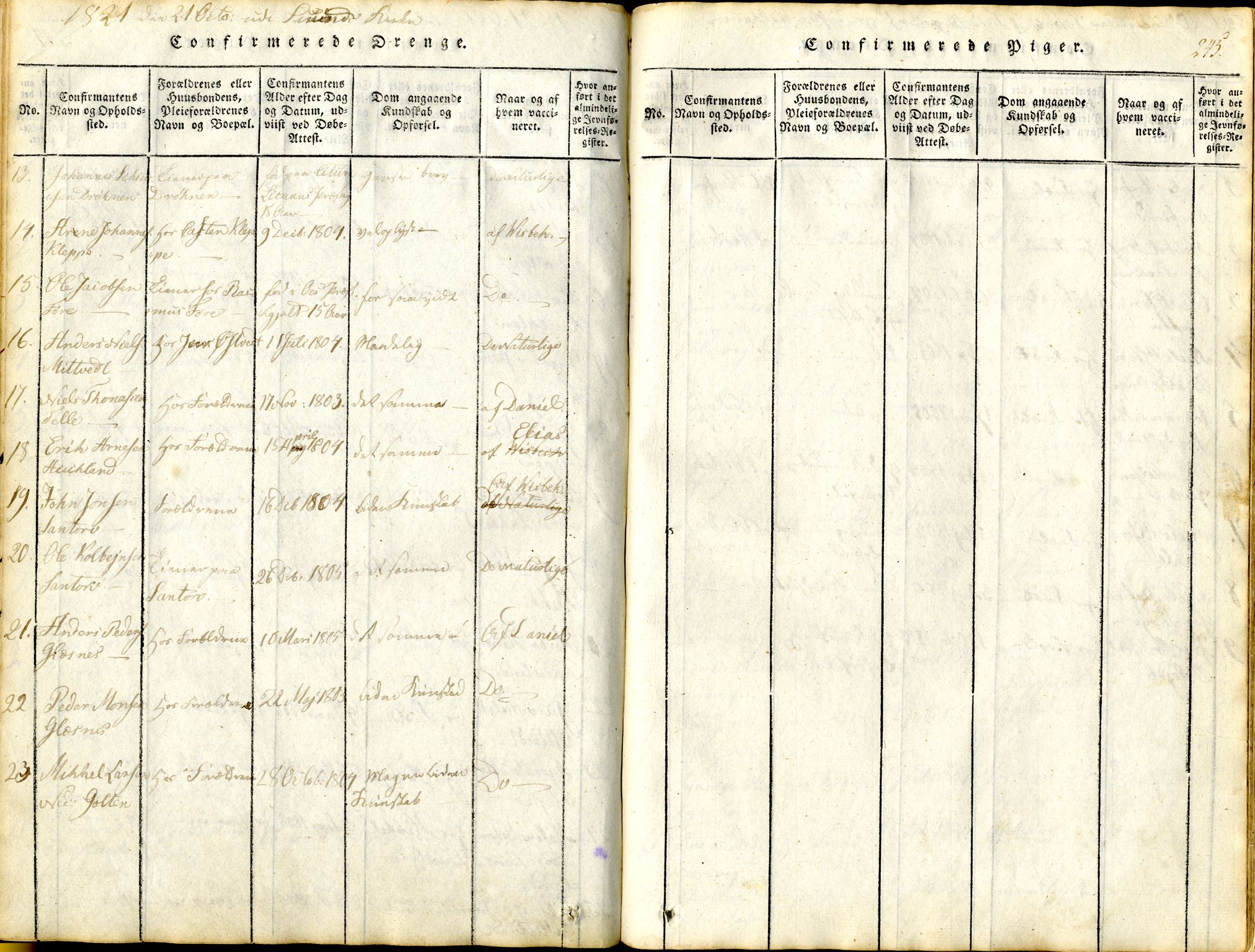 Sund sokneprestembete, AV/SAB-A-99930: Parish register (official) no. A 11, 1814-1825, p. 245