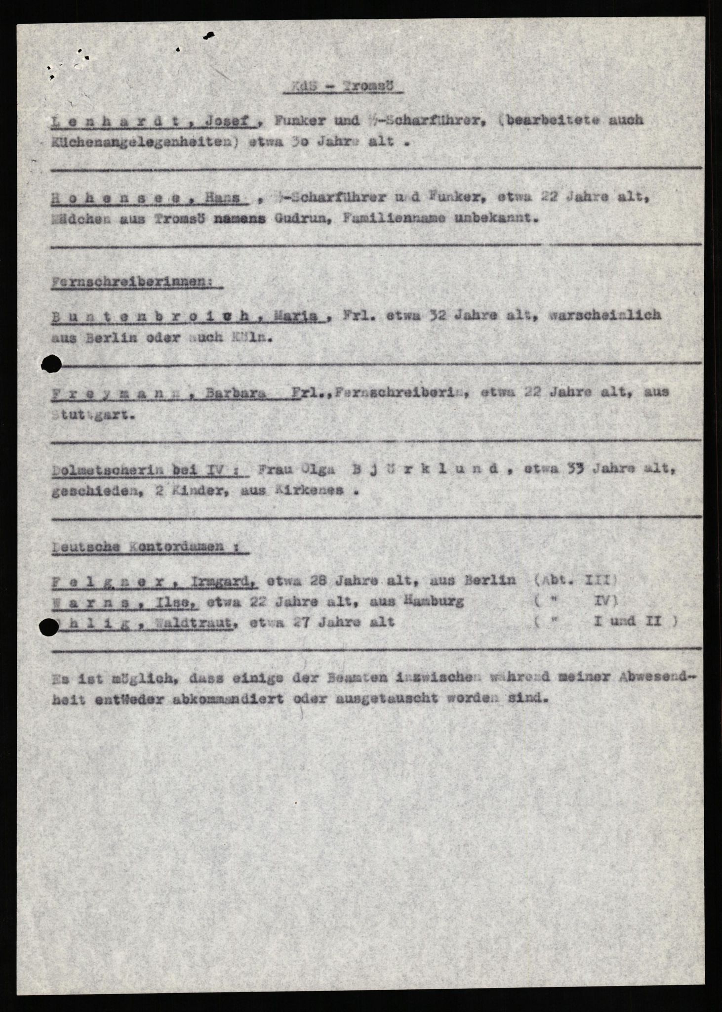 Forsvaret, Forsvarets overkommando II, AV/RA-RAFA-3915/D/Db/L0022: CI Questionaires. Tyske okkupasjonsstyrker i Norge. Tyskere., 1945-1946, p. 526