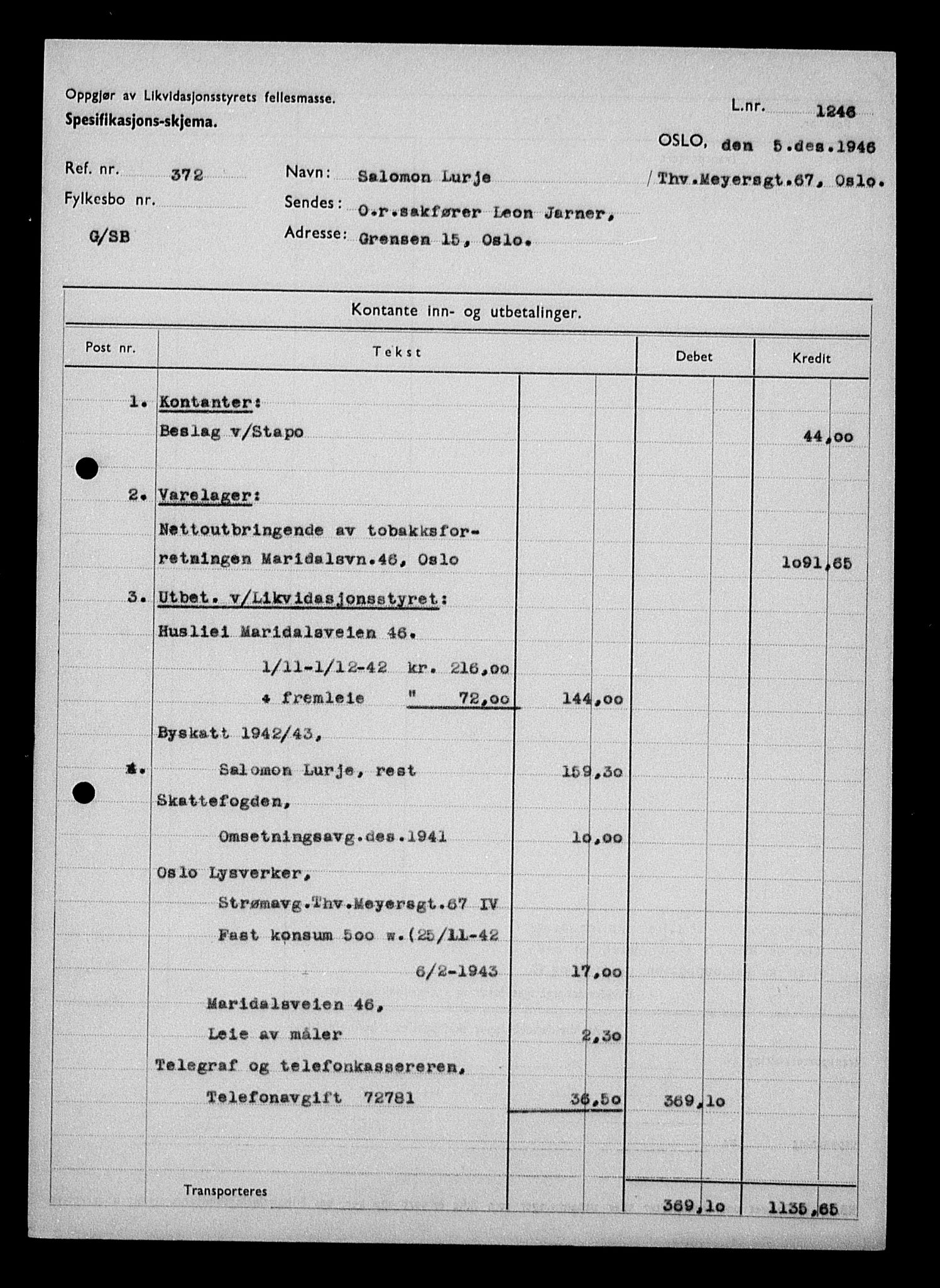 Justisdepartementet, Tilbakeføringskontoret for inndratte formuer, RA/S-1564/H/Hc/Hcc/L0960: --, 1945-1947, p. 453