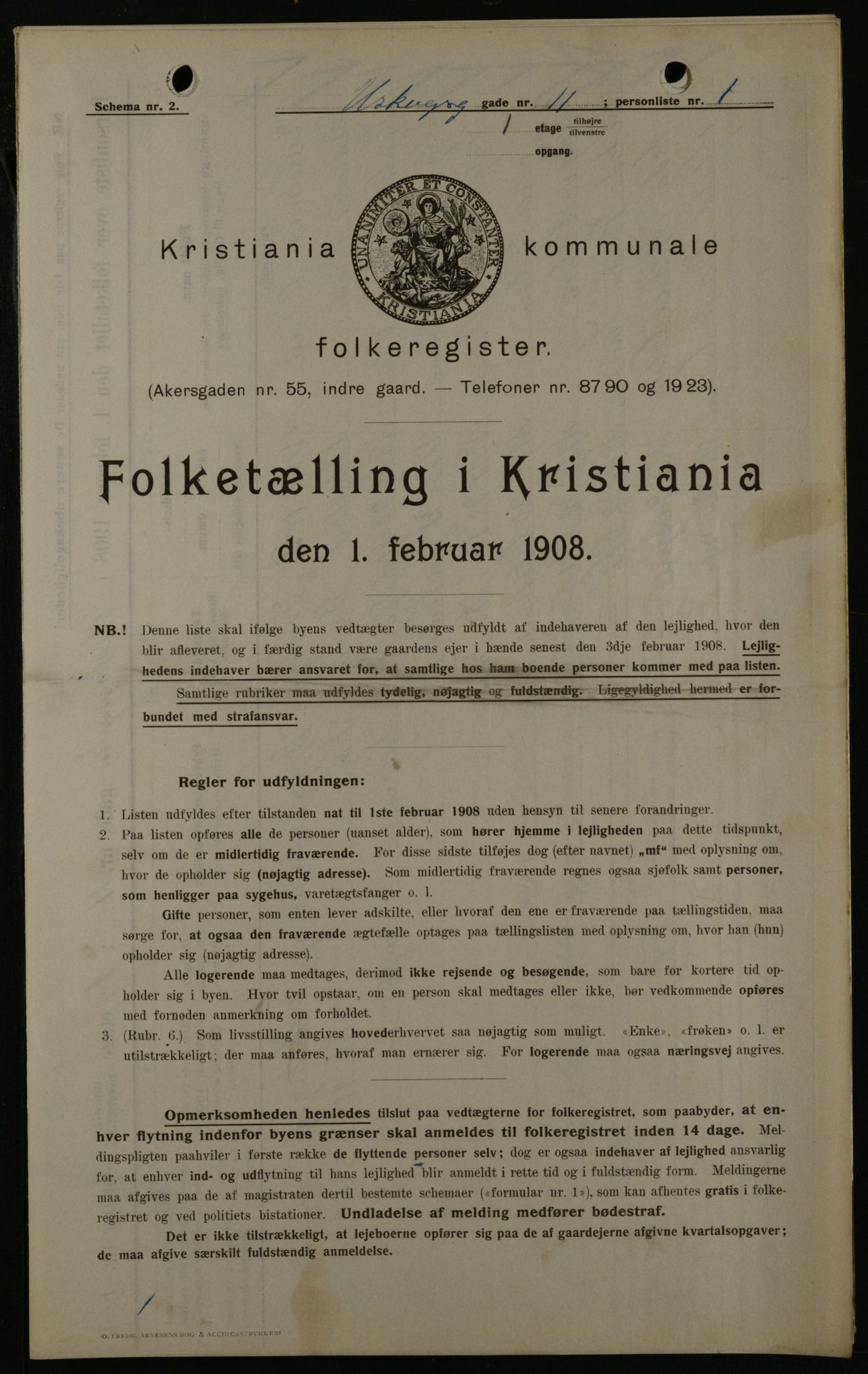 OBA, Municipal Census 1908 for Kristiania, 1908, p. 2683