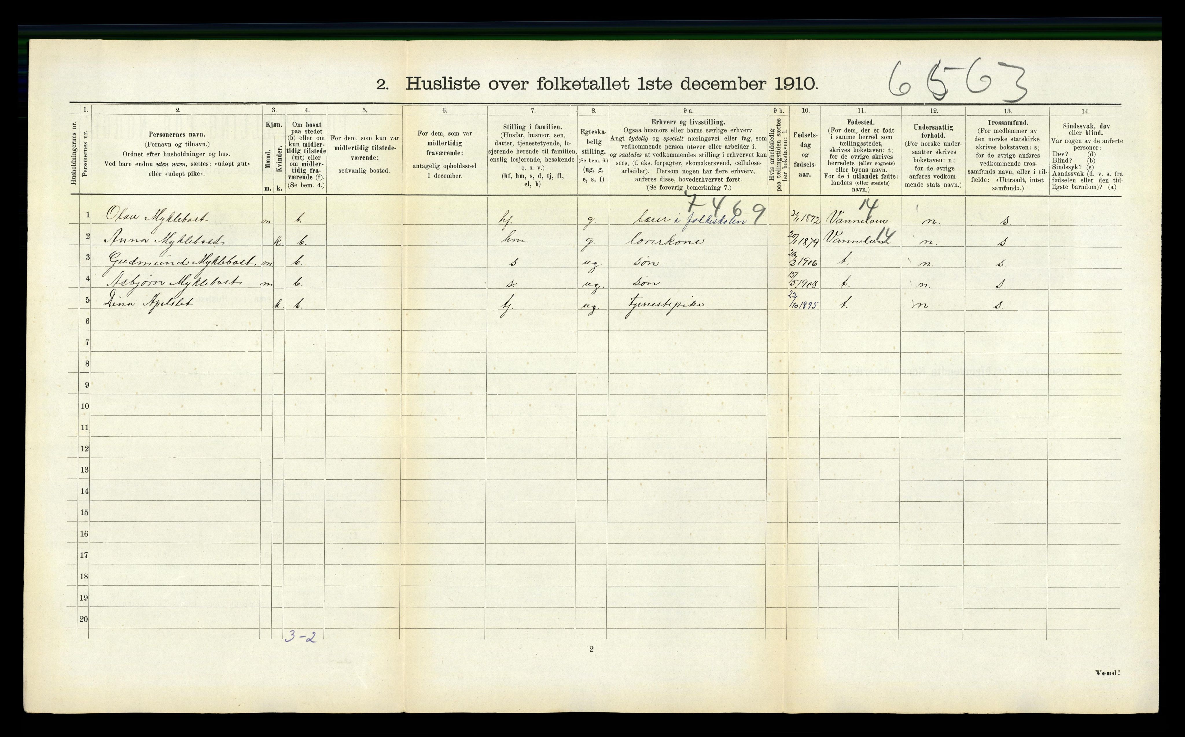 RA, 1910 census for Selje, 1910, p. 235