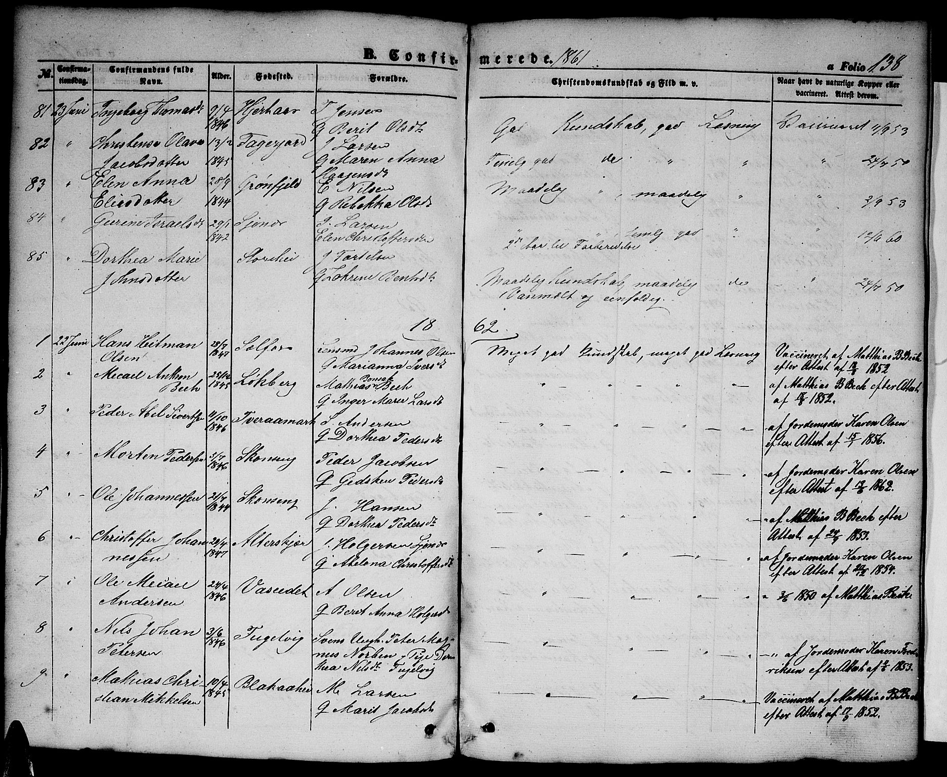 Ministerialprotokoller, klokkerbøker og fødselsregistre - Nordland, SAT/A-1459/827/L0414: Parish register (copy) no. 827C03, 1853-1865, p. 138