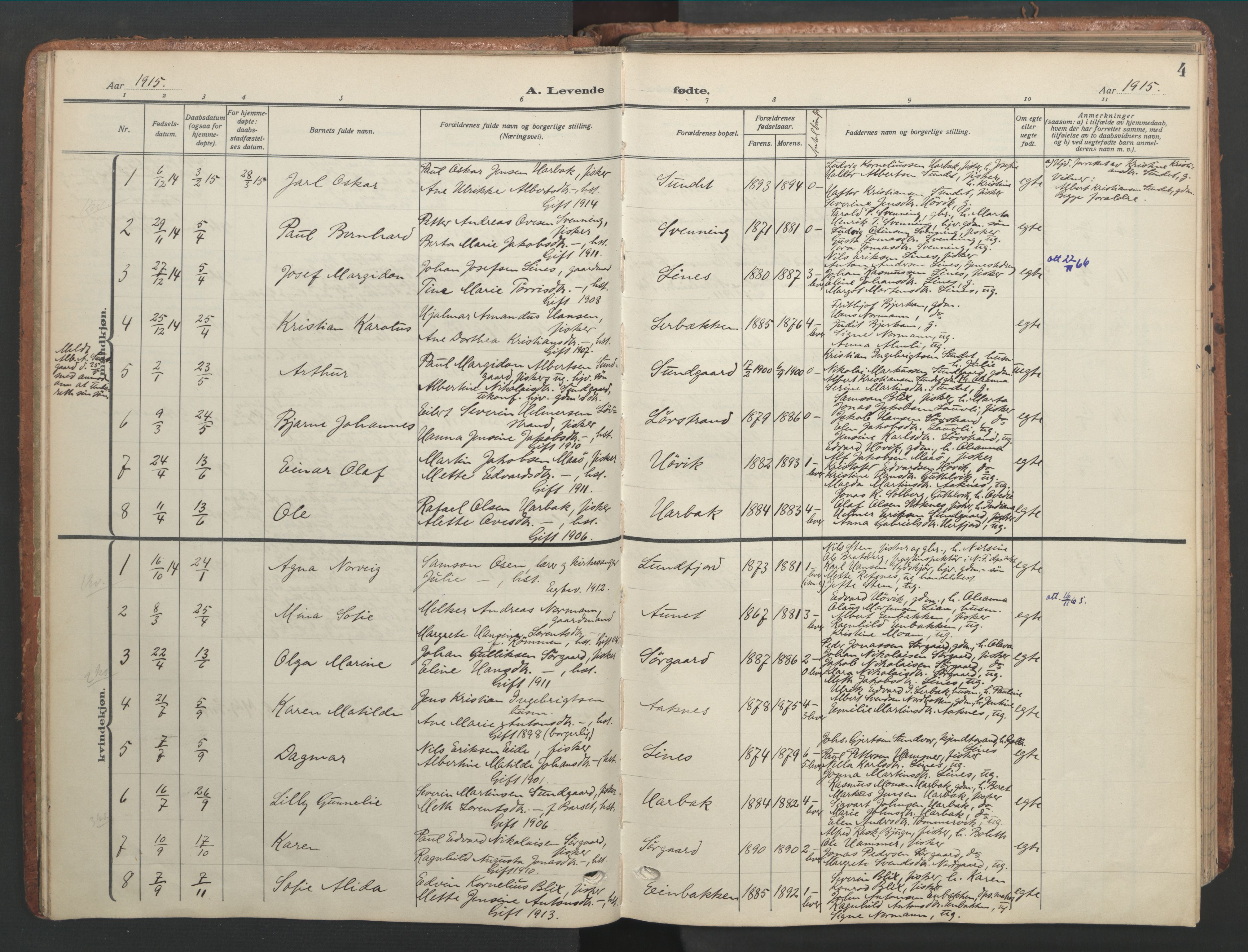 Ministerialprotokoller, klokkerbøker og fødselsregistre - Sør-Trøndelag, SAT/A-1456/656/L0694: Parish register (official) no. 656A03, 1914-1931, p. 4