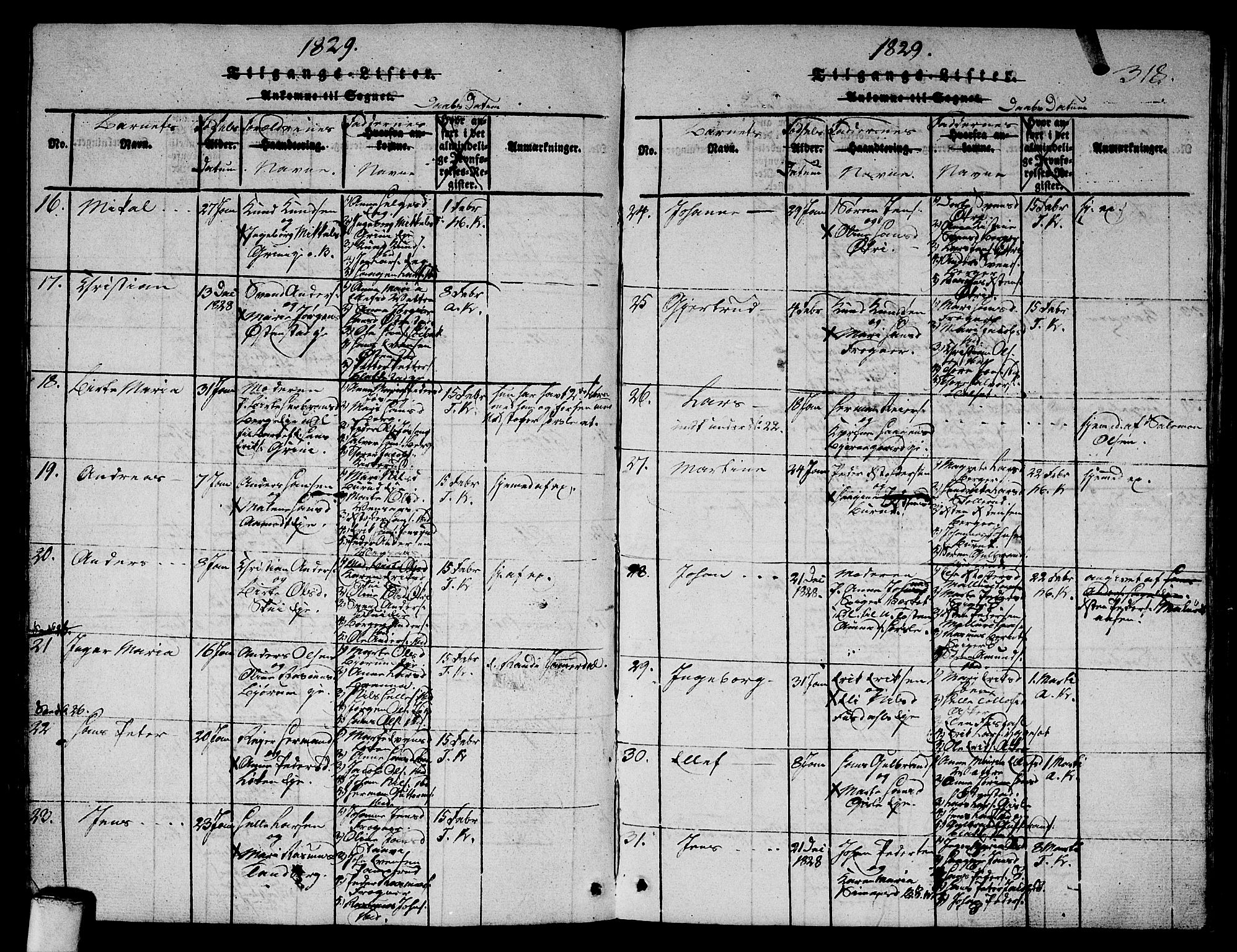 Asker prestekontor Kirkebøker, SAO/A-10256a/G/Ga/L0001: Parish register (copy) no. I 1, 1814-1830, p. 318