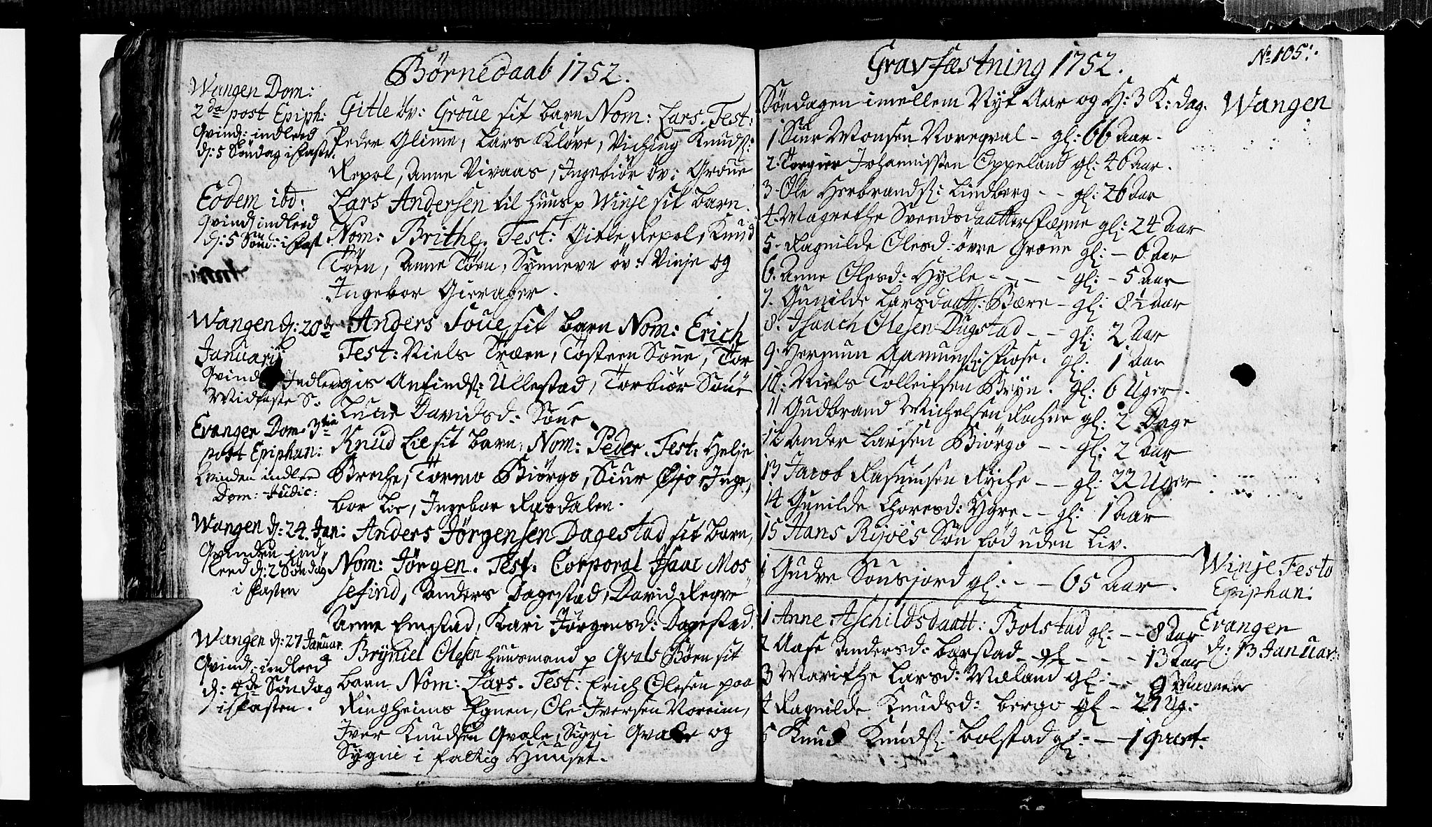 Voss sokneprestembete, AV/SAB-A-79001/H/Haa: Parish register (official) no. A 6, 1744-1752, p. 105