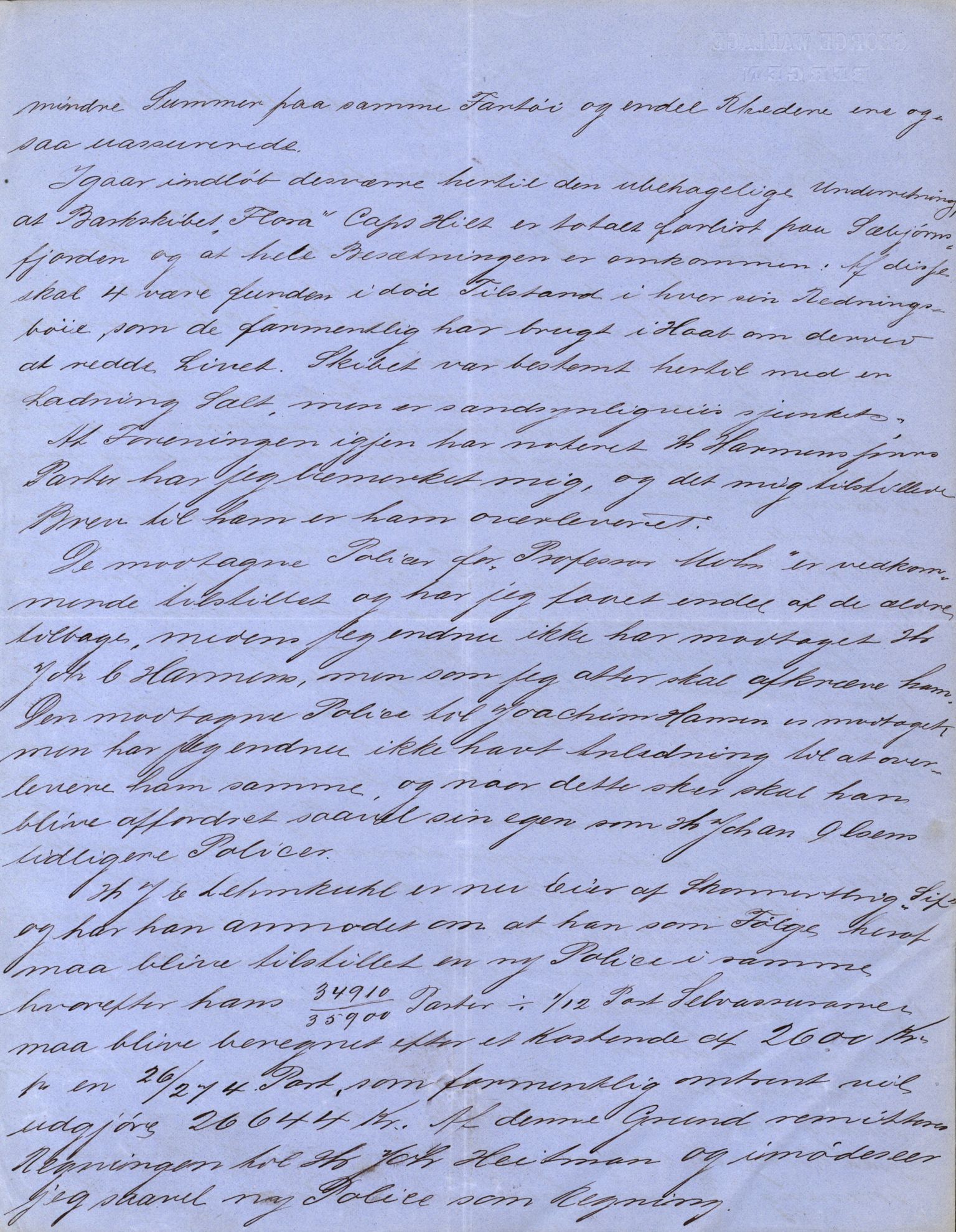 Pa 63 - Østlandske skibsassuranceforening, VEMU/A-1079/G/Ga/L0015/0007: Havaridokumenter / Jil, B.M. Width, Luca, Flora, Drammen, 1882, p. 53
