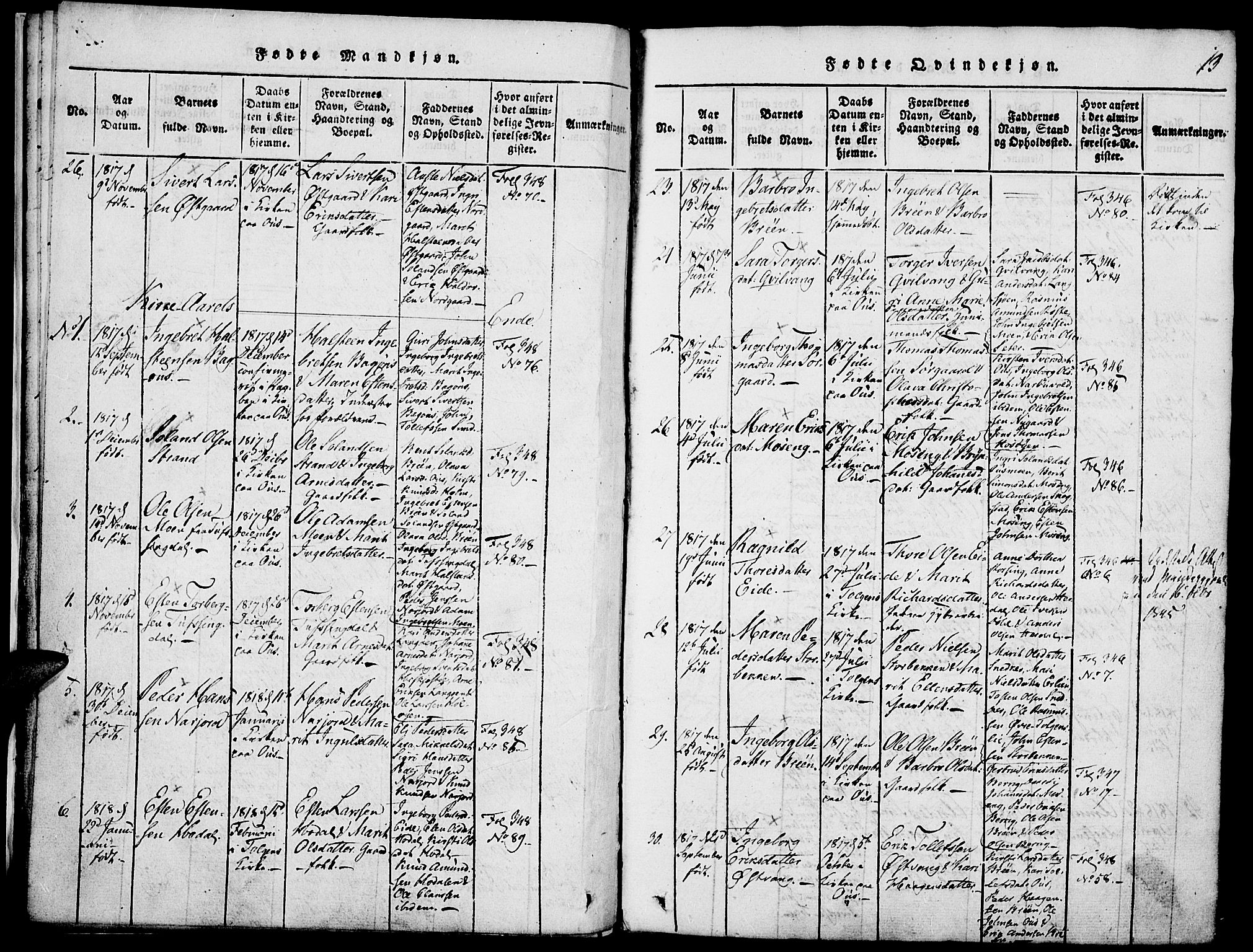 Tolga prestekontor, SAH/PREST-062/K/L0004: Parish register (official) no. 4, 1815-1836, p. 13