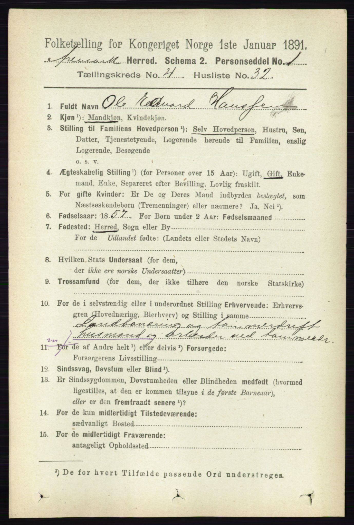 RA, 1891 census for 0118 Aremark, 1891, p. 2128